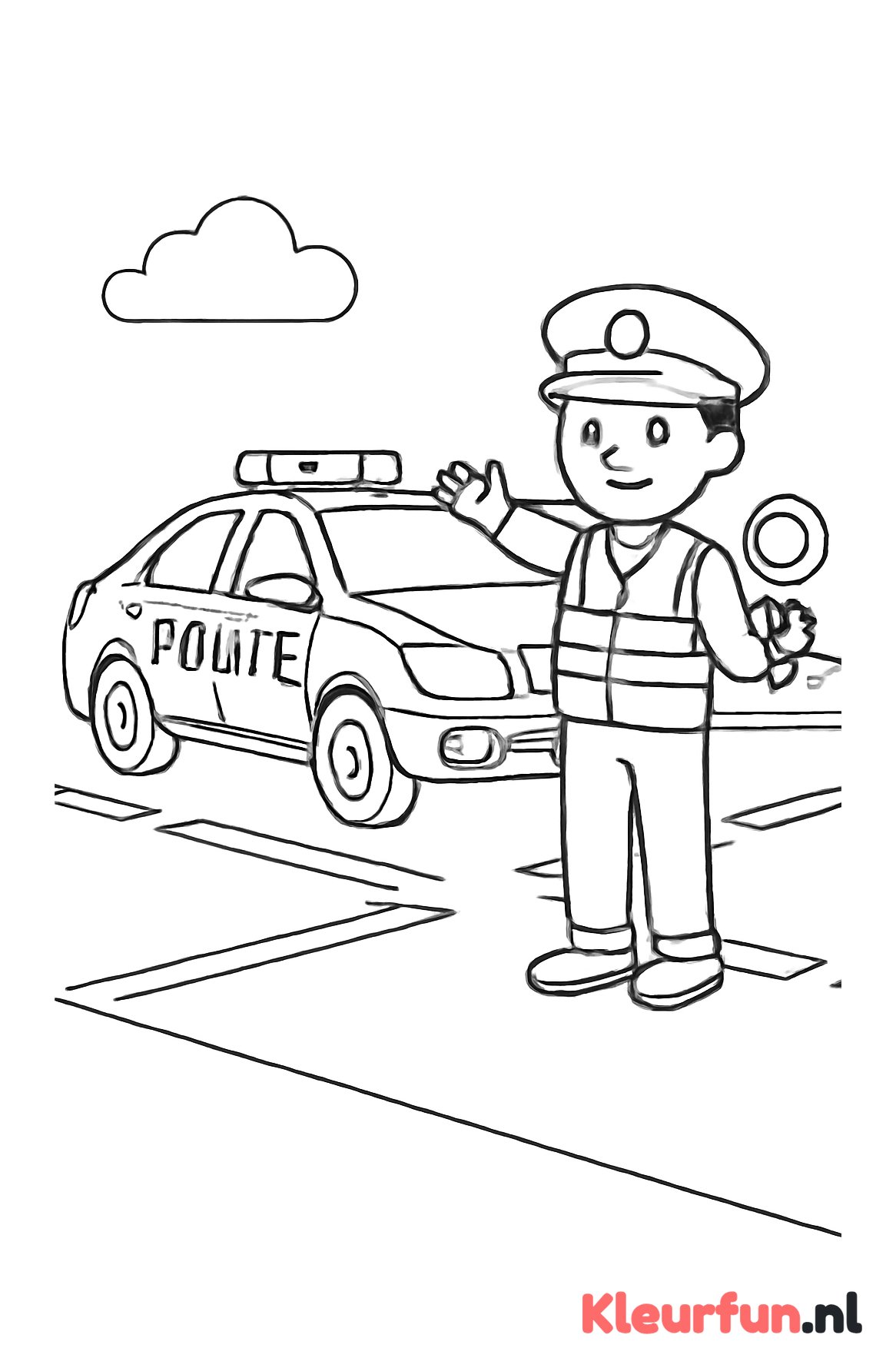 Politieauto bij verkeersregelaar
