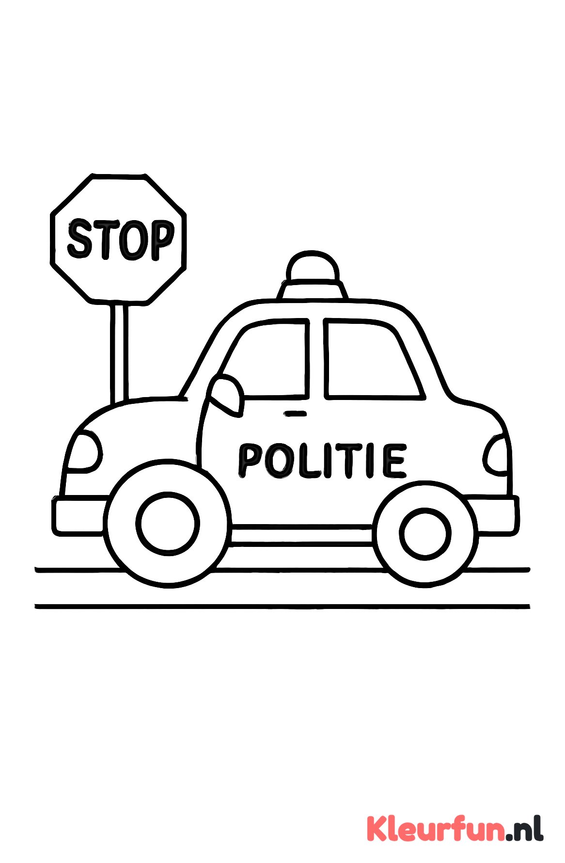 Politieauto bij stopbord