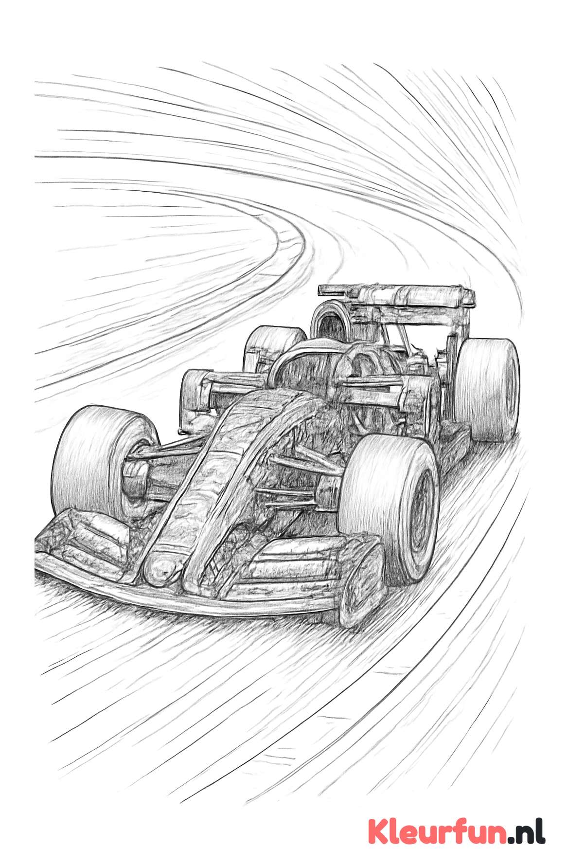 Raceauto in naderende bocht