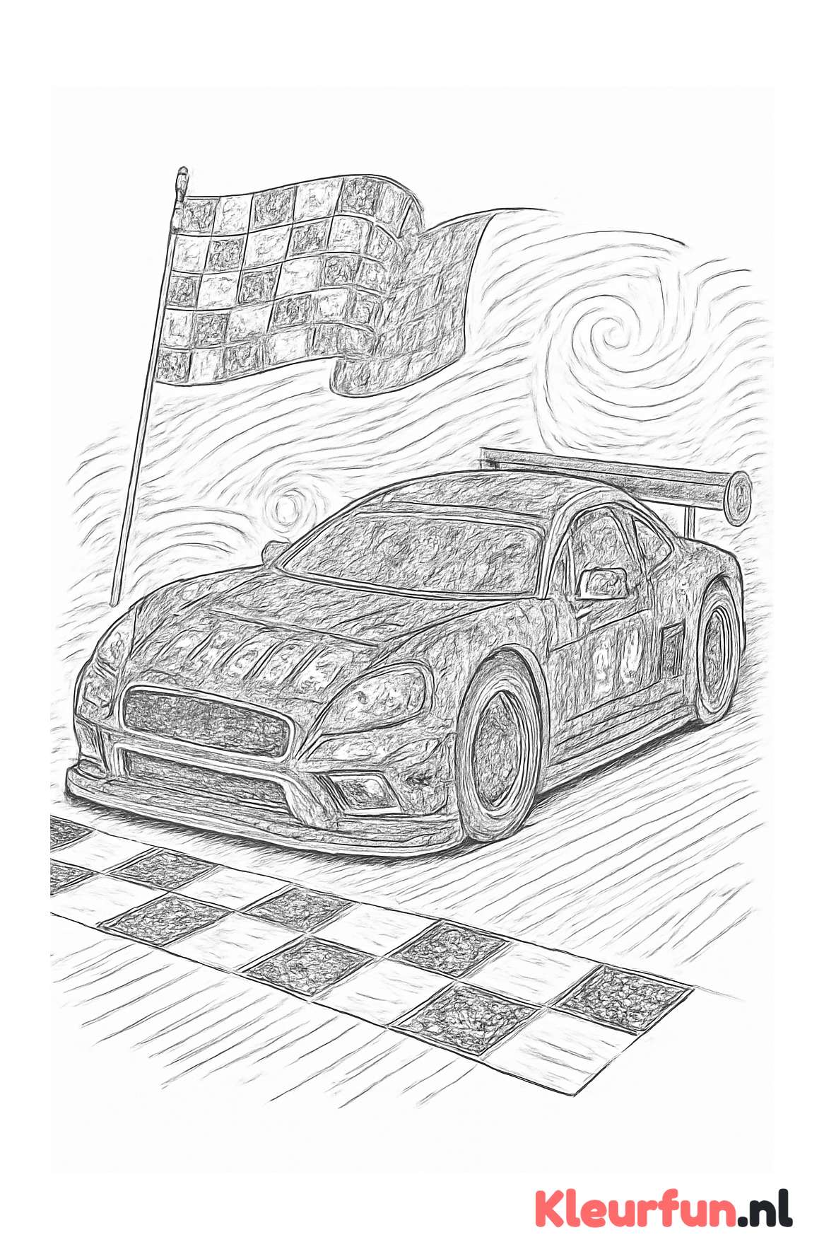 Raceauto over finishlijn