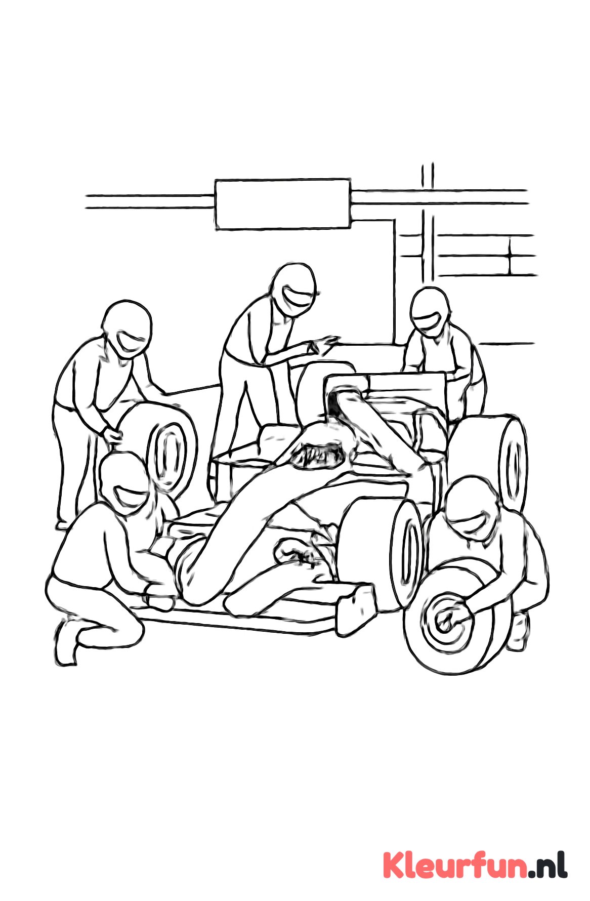 Raceauto in de pitstraat