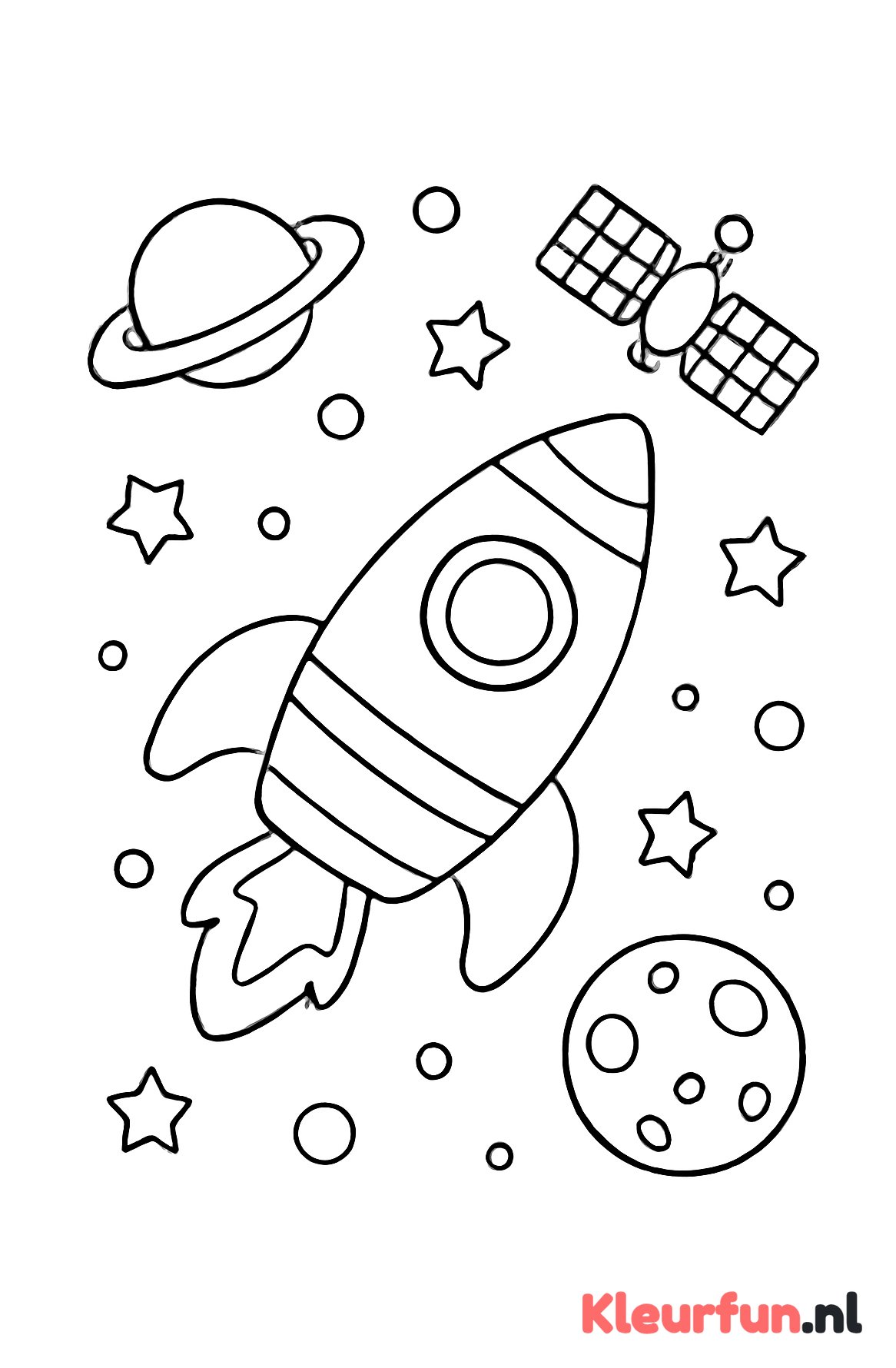 Raket in de ruimte met planeten