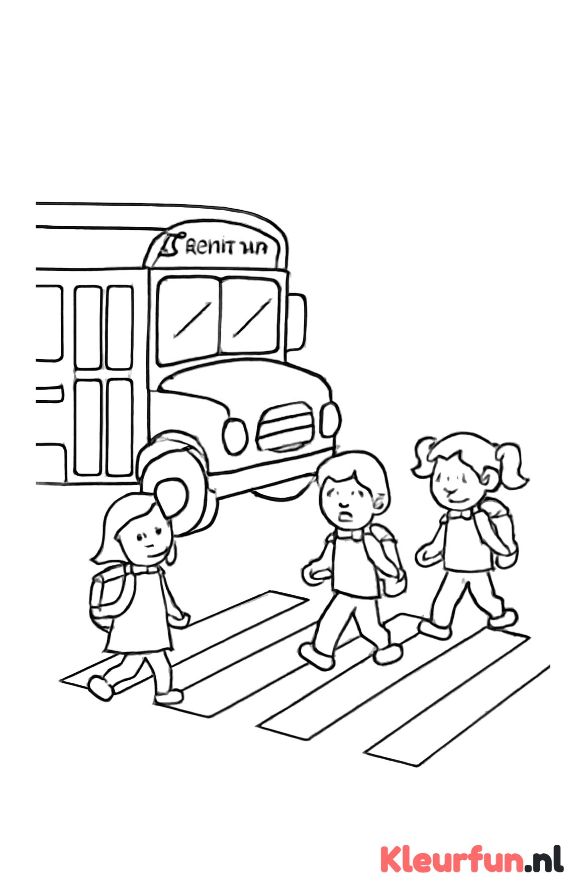 Schoolbus en zebrapad