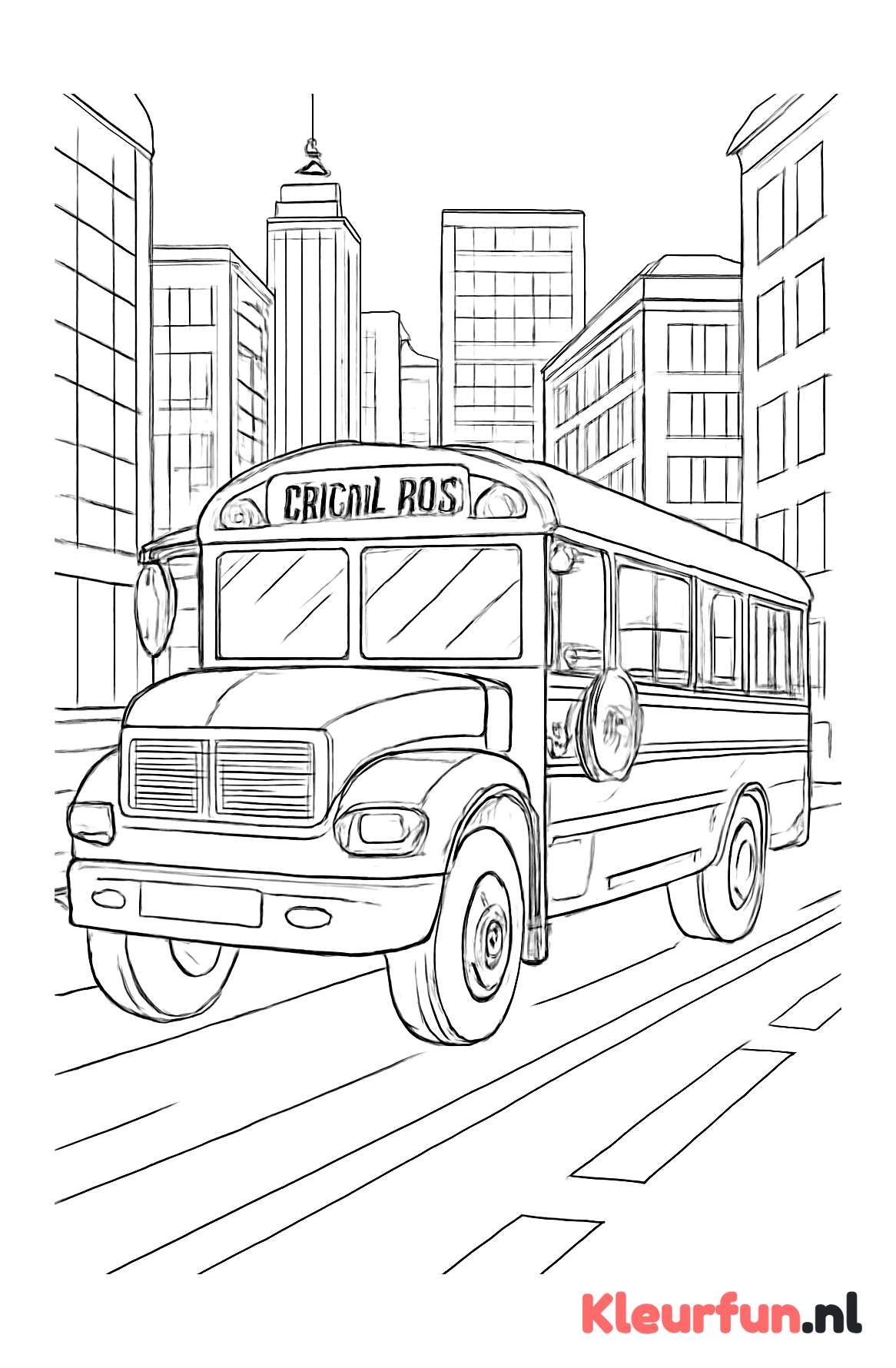 Schoolbus in de stad