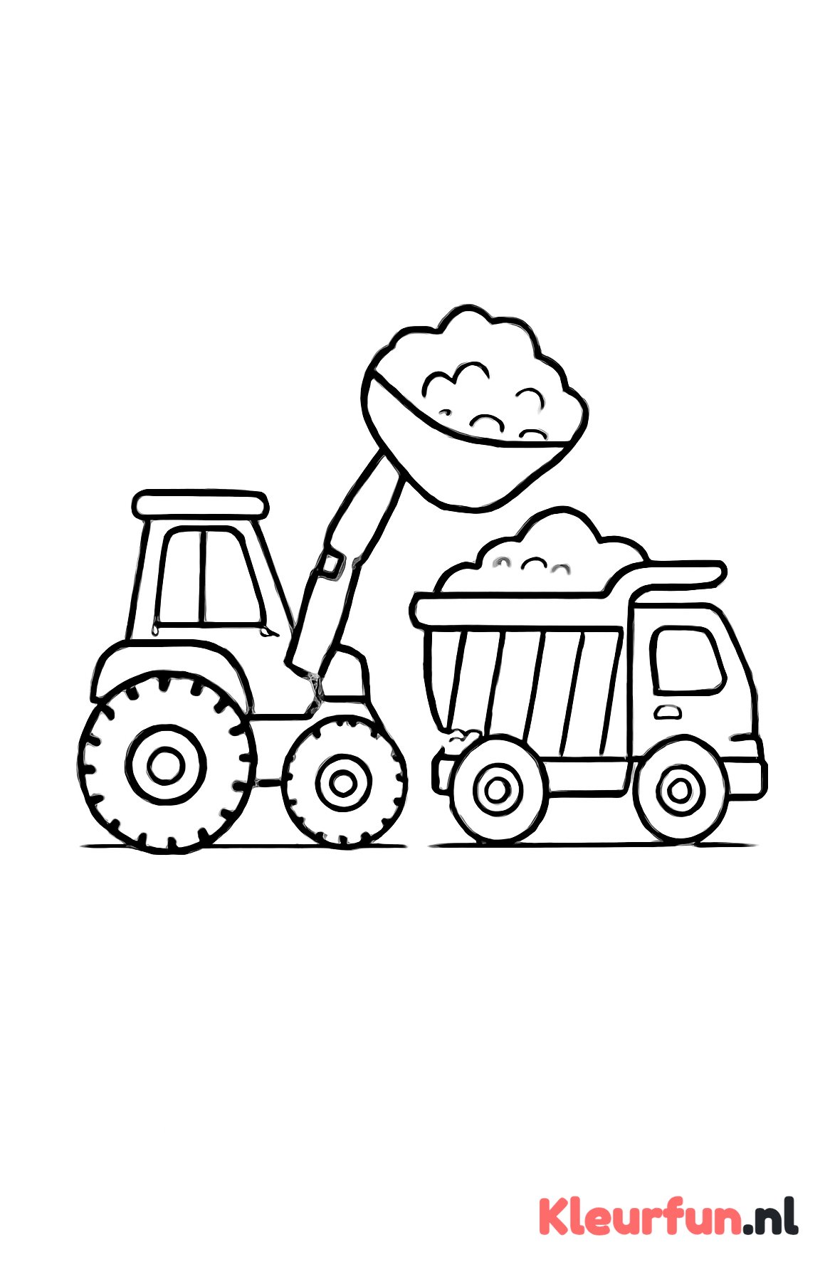 Shovel laadt een kiepwagen