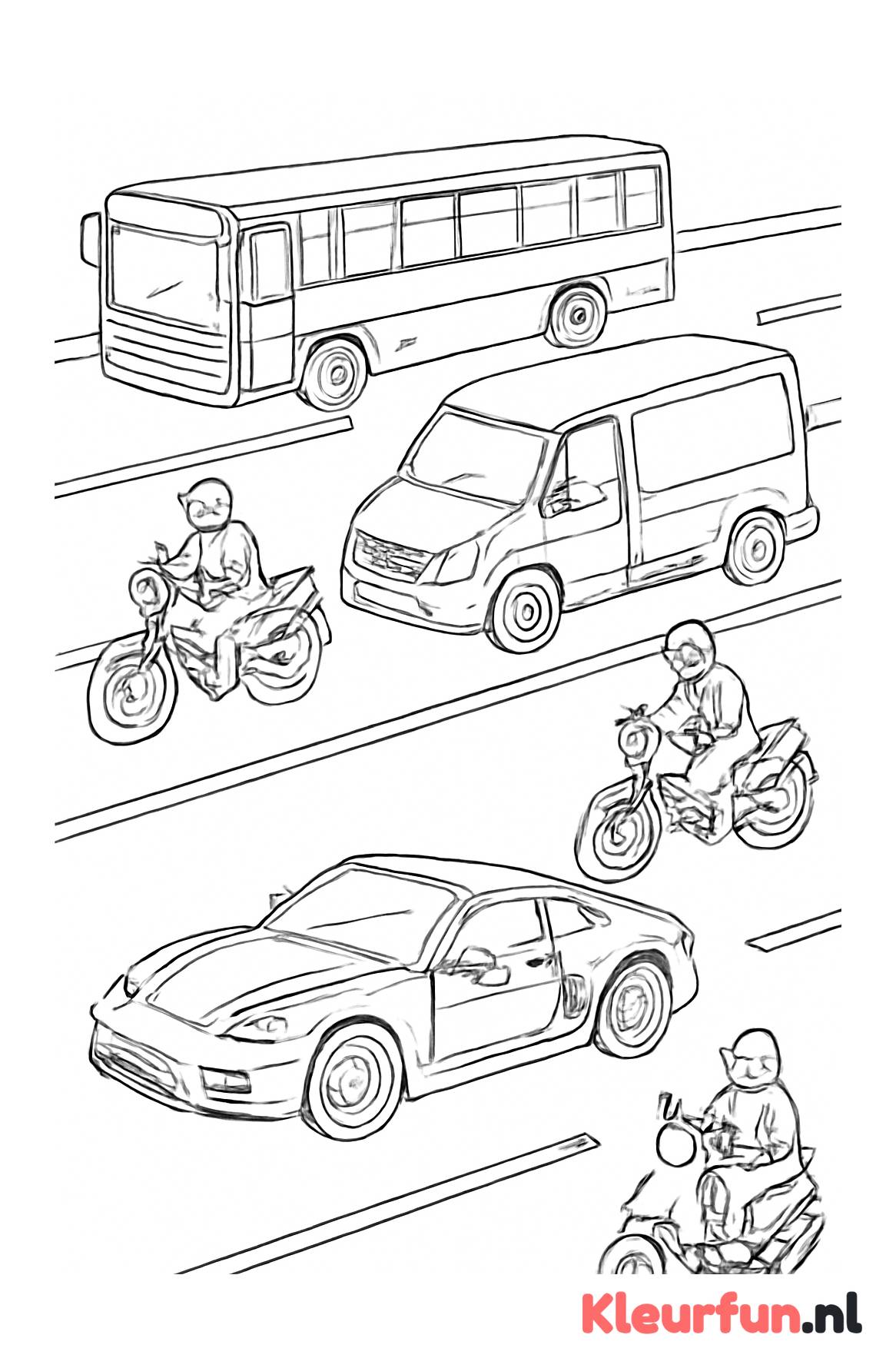 Snelweg met diverse wegvoertuigen