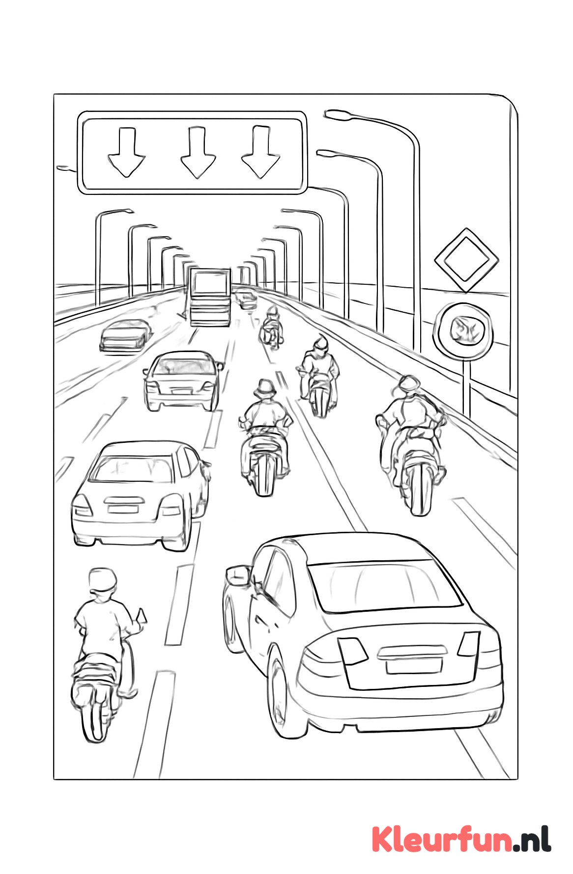 Snelweg met verschillend wegverkeer