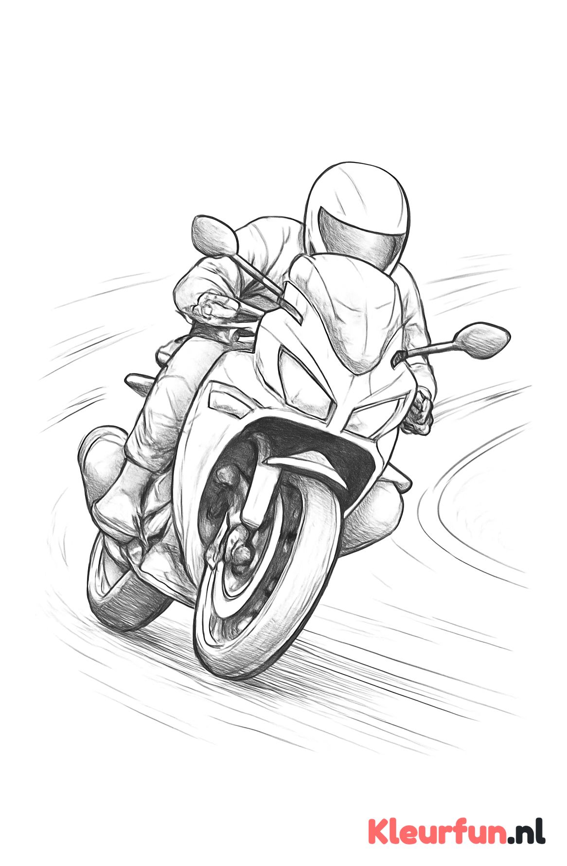 Sportieve motor op bosweg