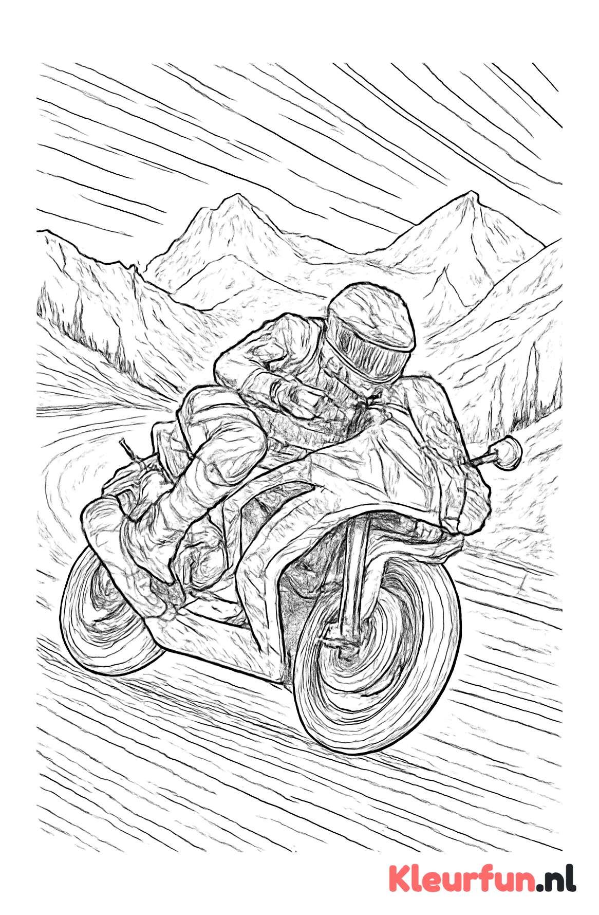 Sportmotor op bergweg