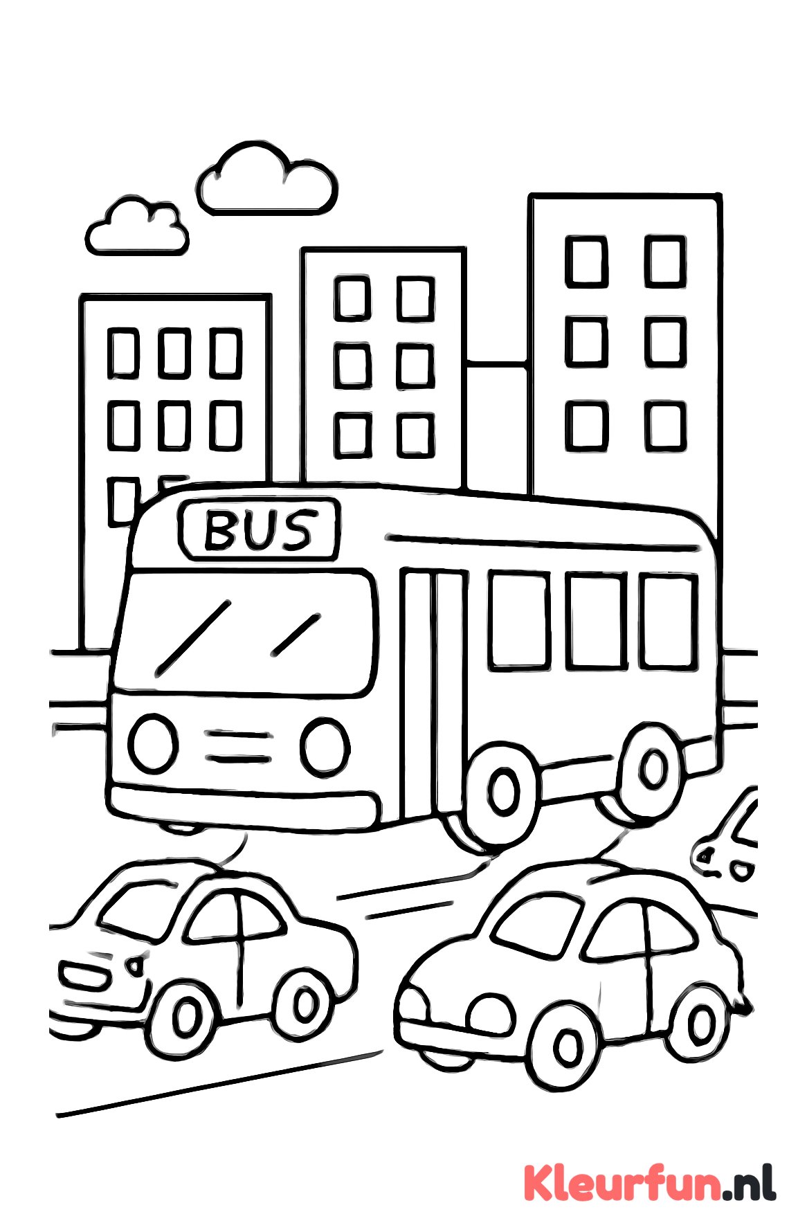 Stadsbus en auto's op straat