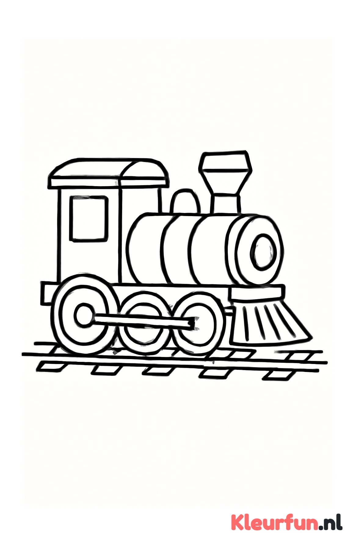 Stoere locomotief op sporen