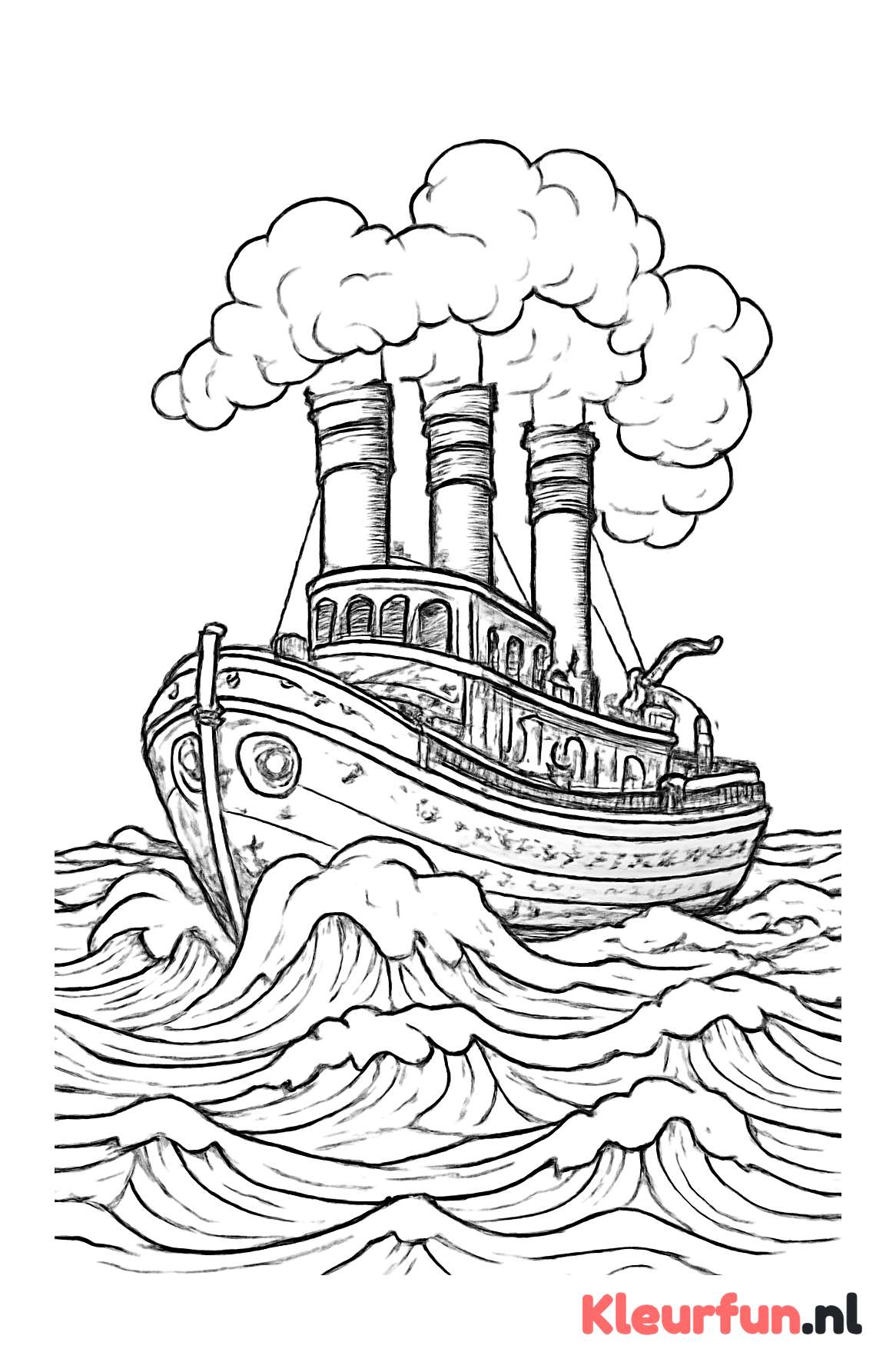 Stoere Stoomboot op Woelige Zee