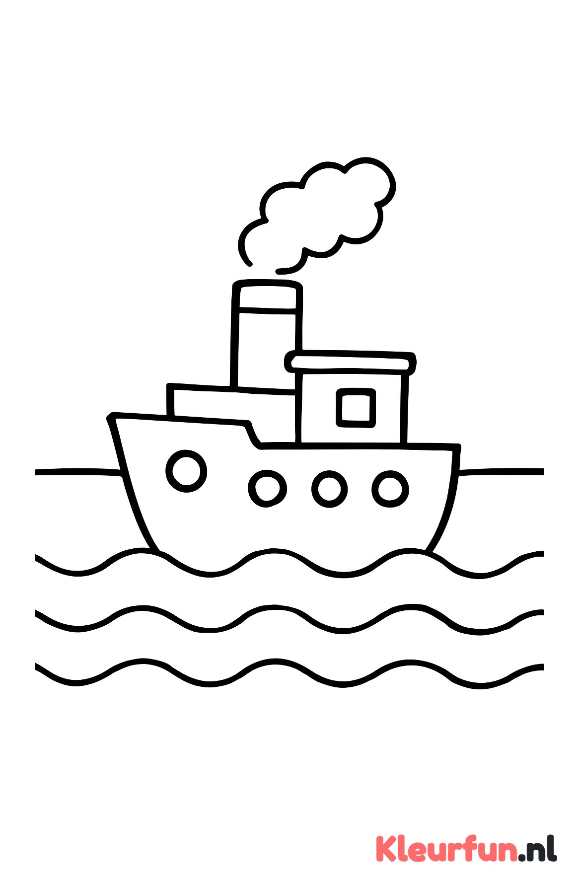 Stoomboot met eenvoudige golven
