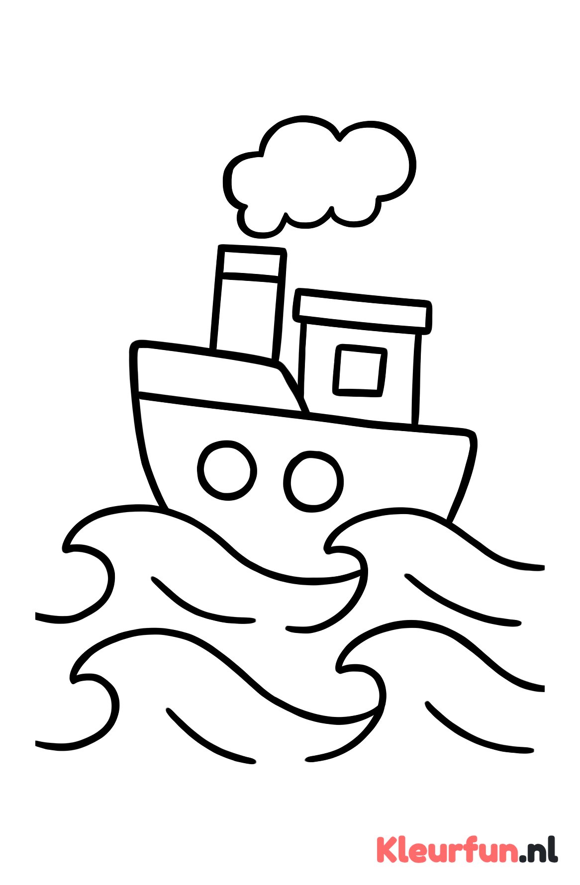 Stoomboot met grote golven