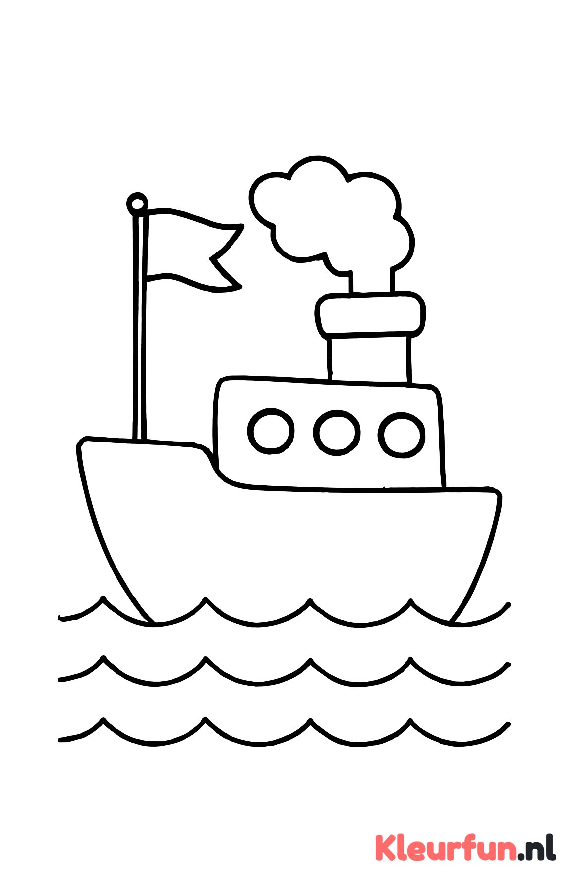 Stoomboot met vlag
