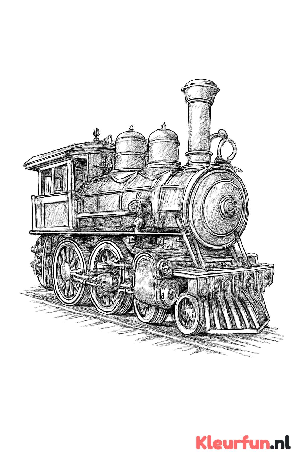 Stoomlocomotief detail kleurplaat