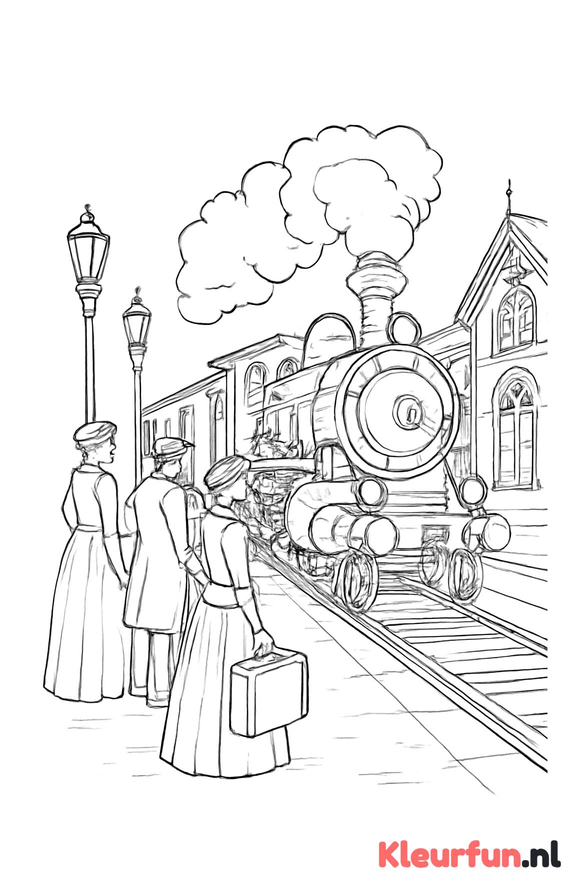 Stoomtrein en historische perrons