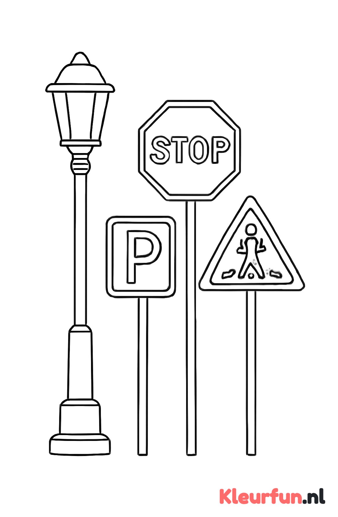 Straat met verkeersborden