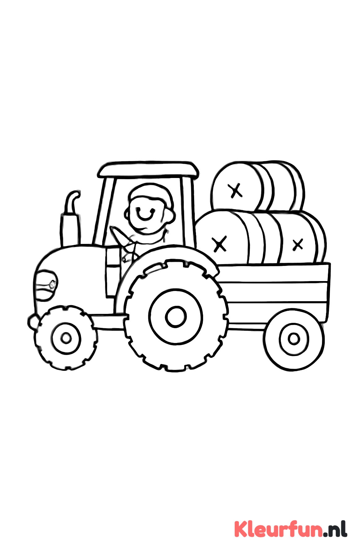 Tractor met aanhanger vol hooibalen