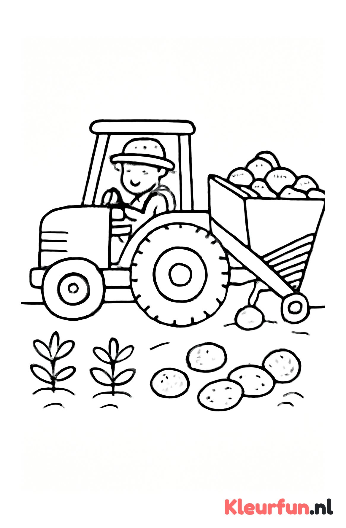 Tractor en aardappeloogst