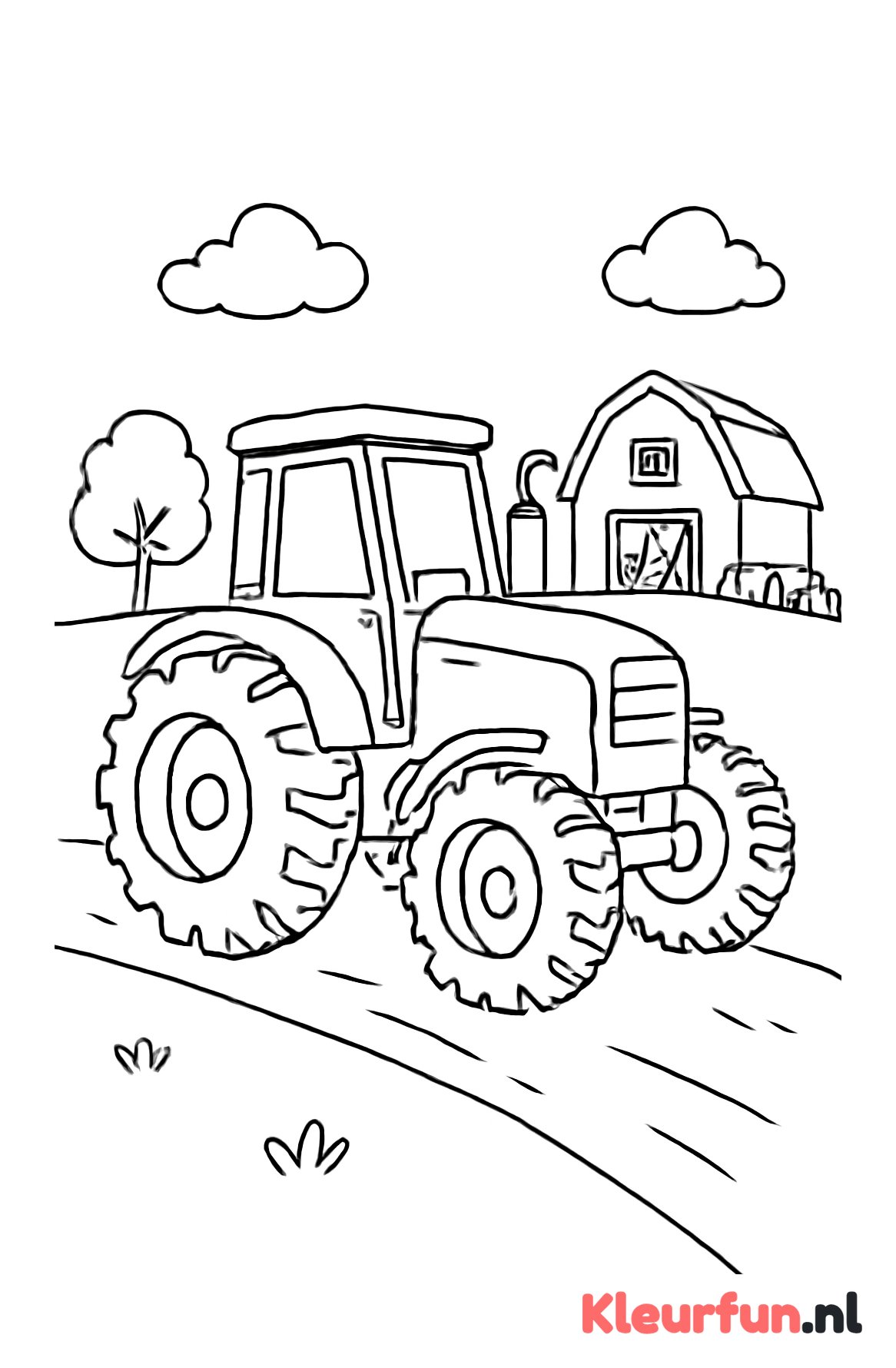 Tractor bij de boerderij