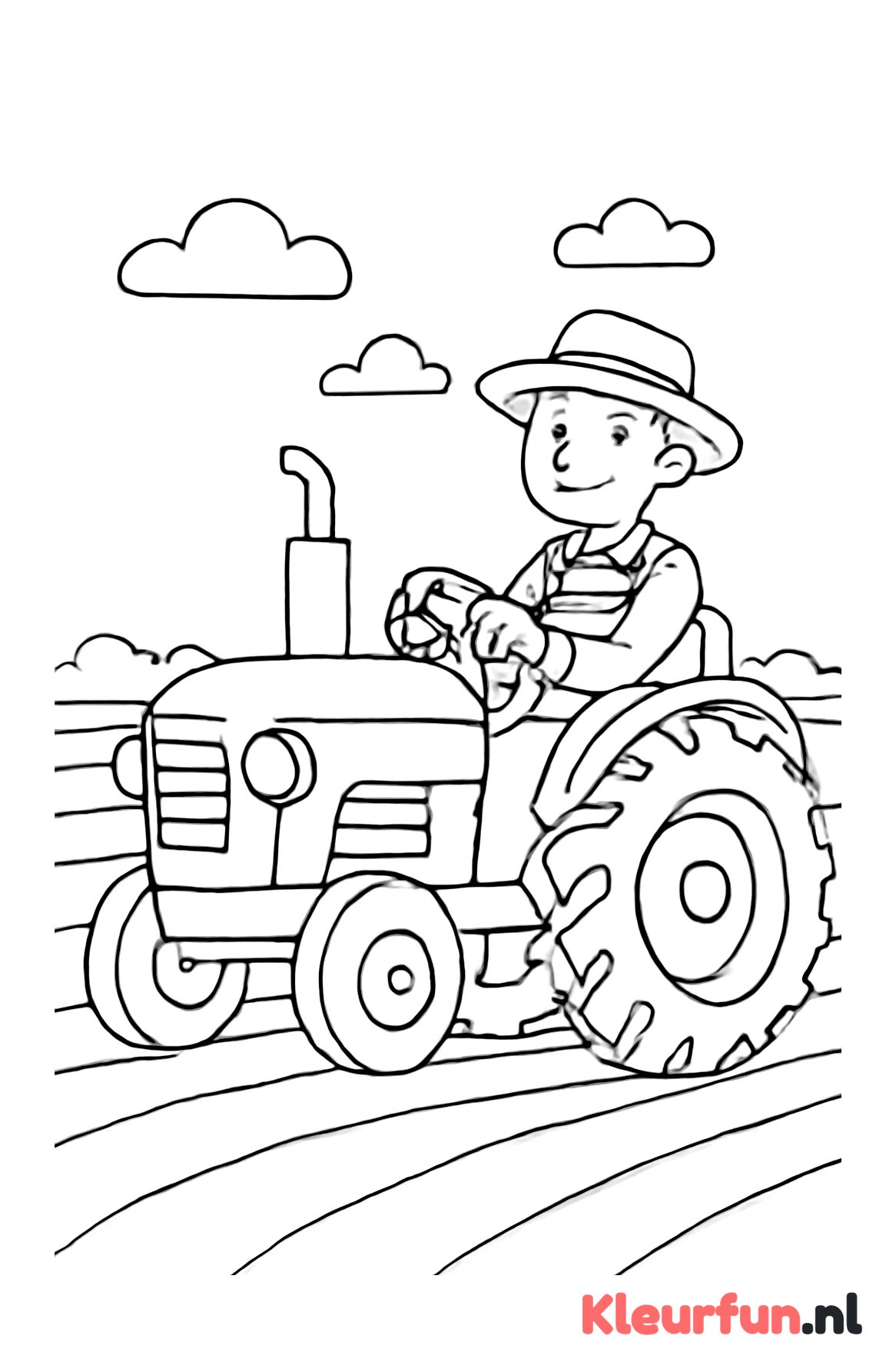 Tractor en boer op het veld