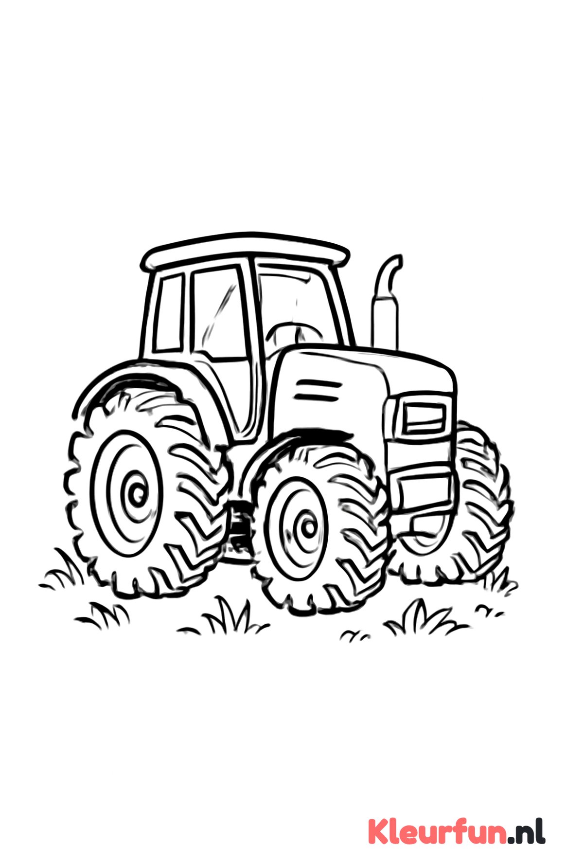 Tractor met grote banden op gras