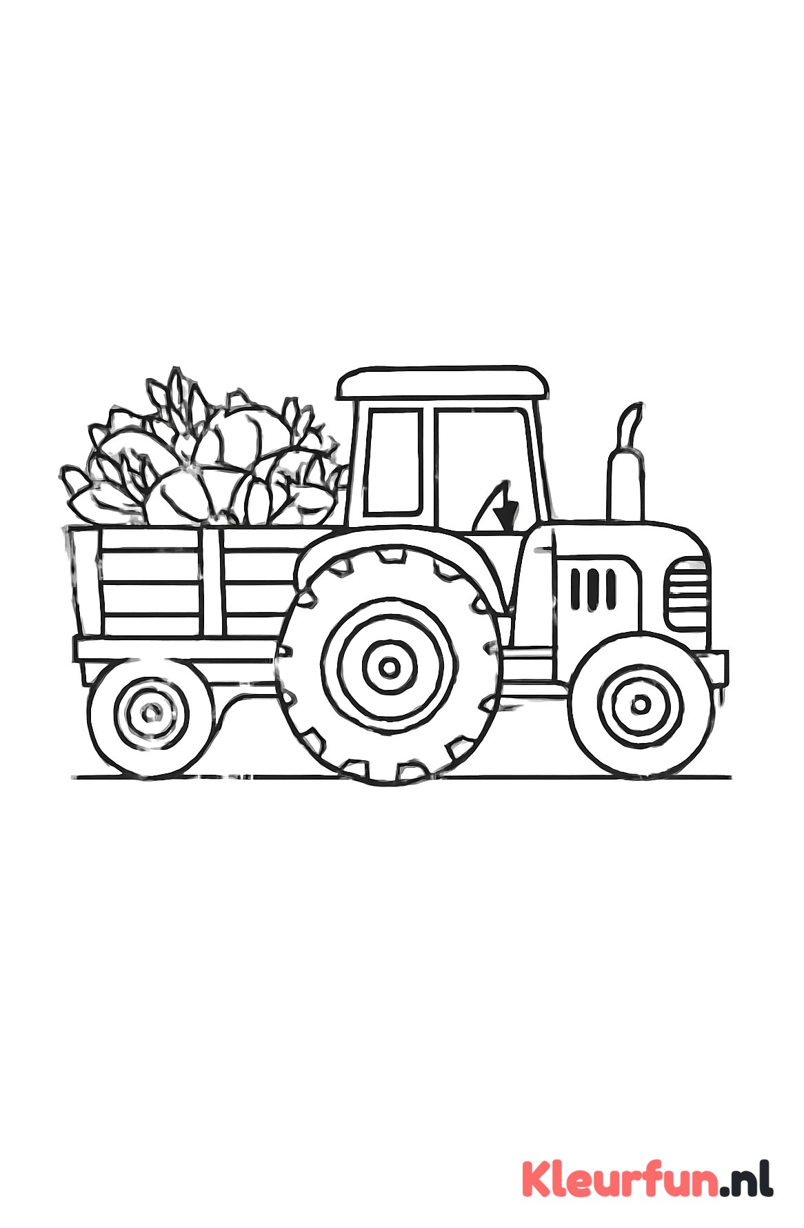 Tractor met kar vol oogst