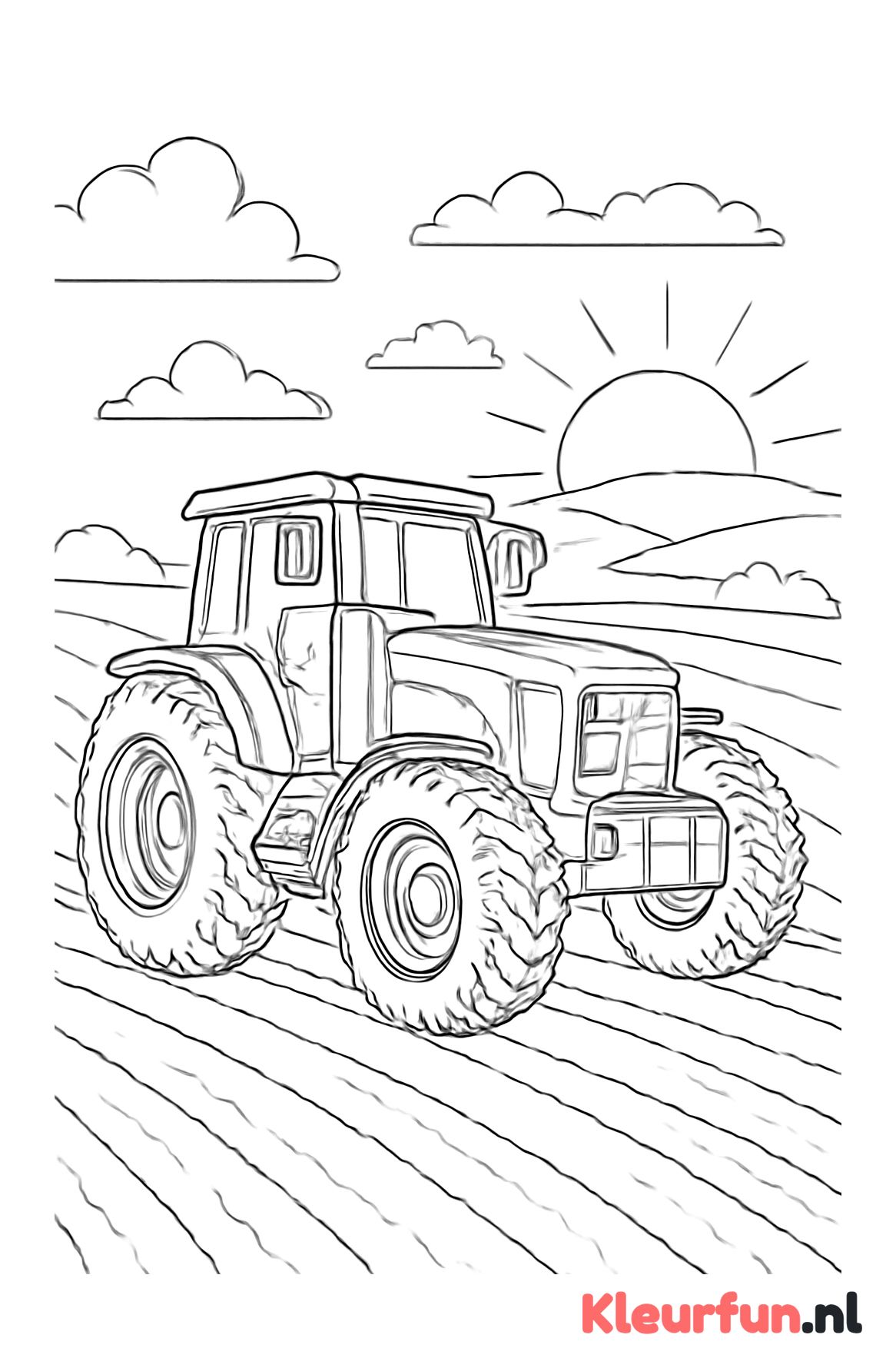 Landbouwtractor op het akkerland