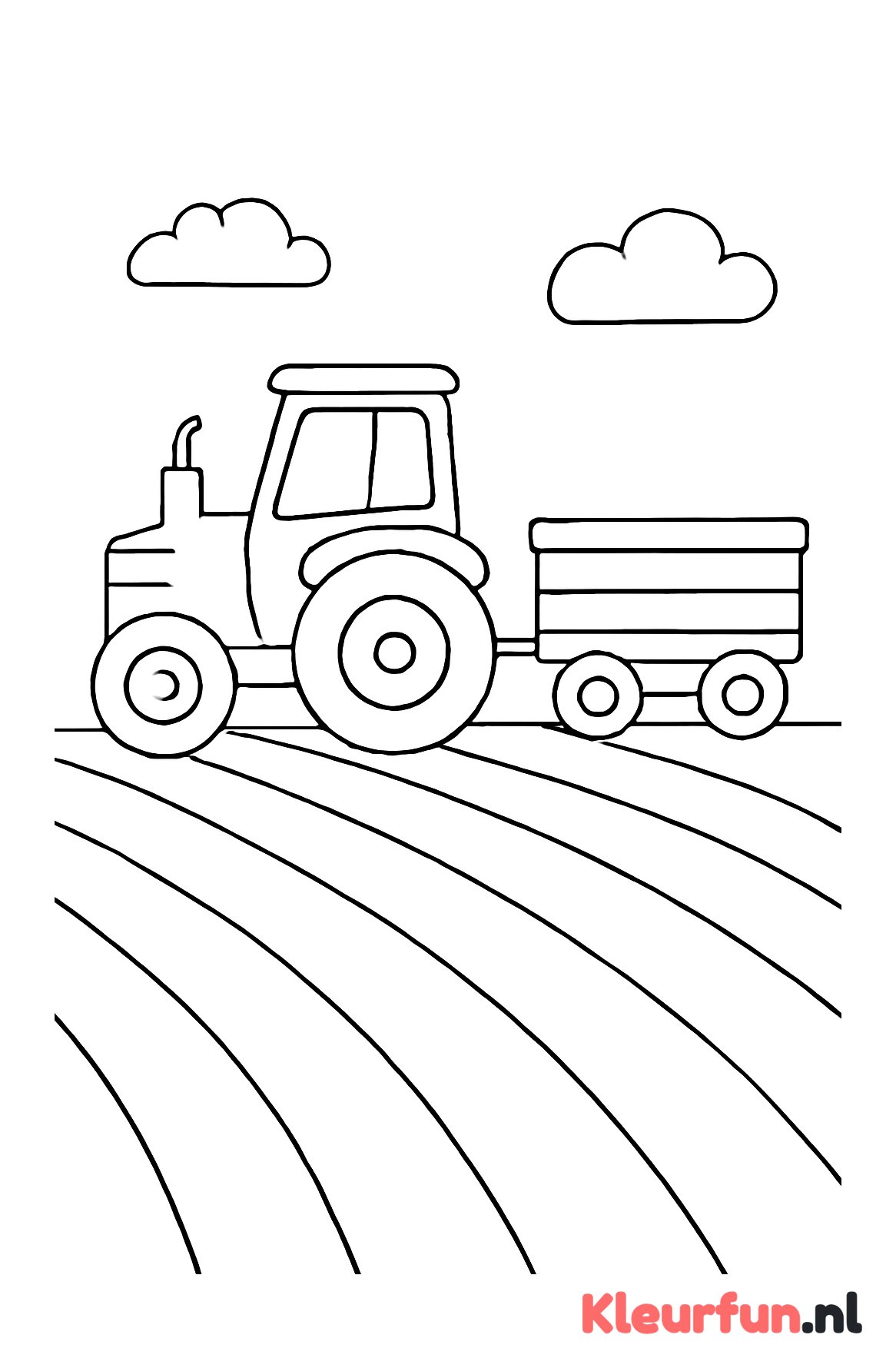 Tractor met aanhanger op veld