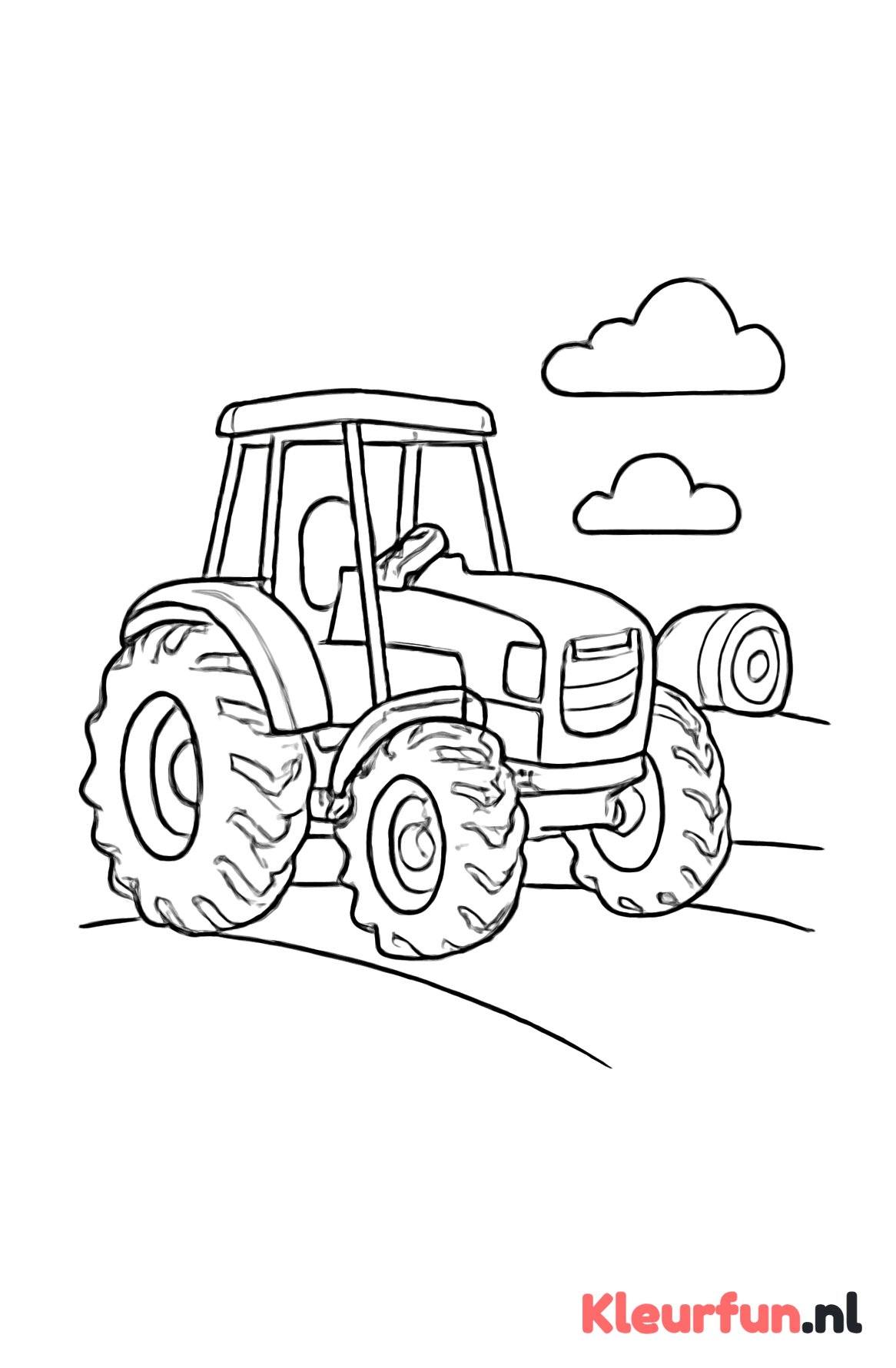 Tractor met hooibaal