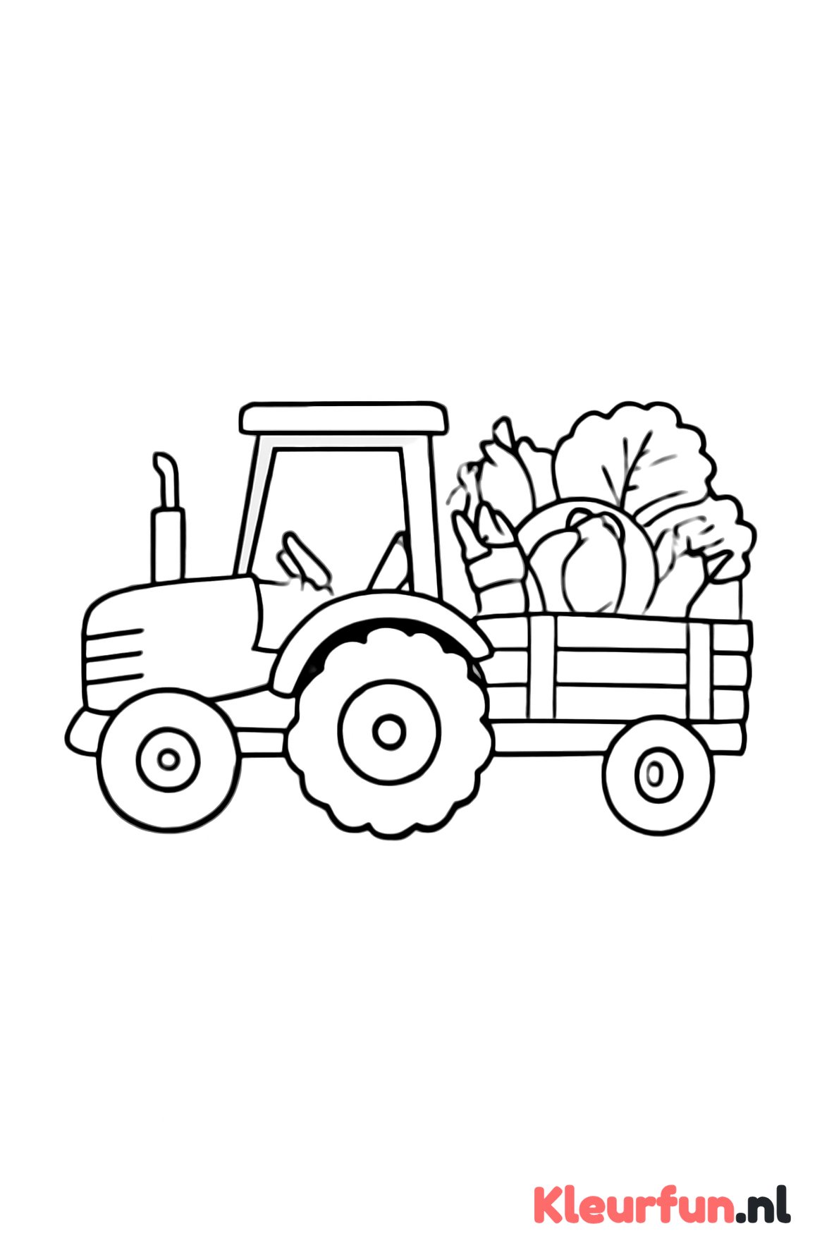 Tractor met volle kar groenten