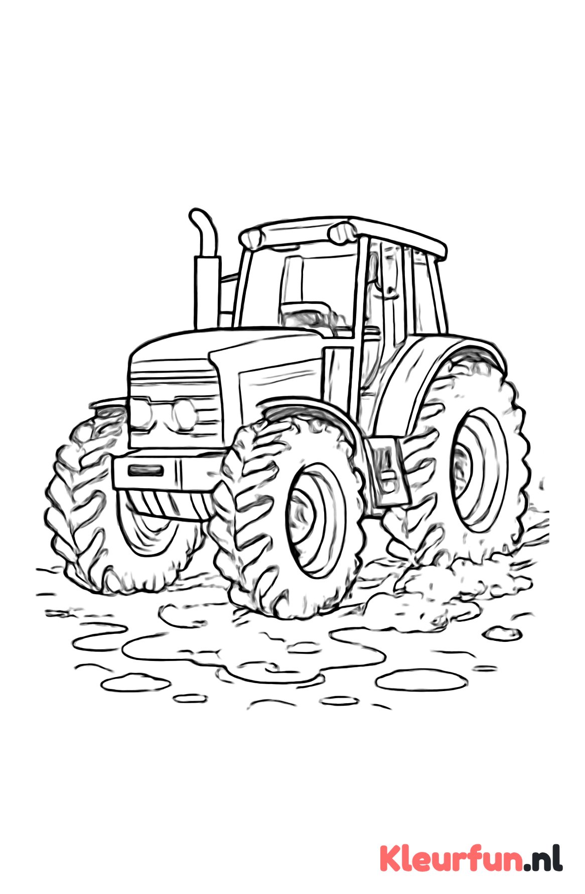 Stoere tractor op modderig terrein