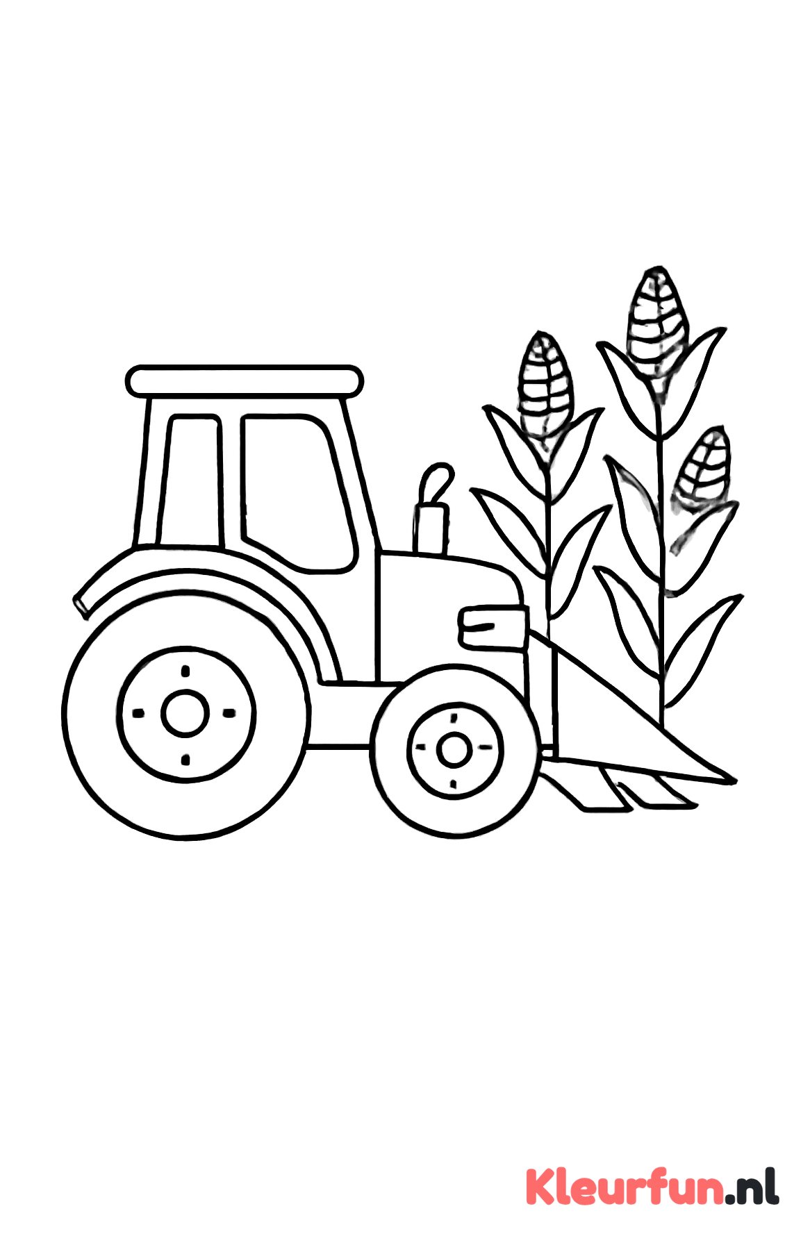 Tractor die maïs oogst