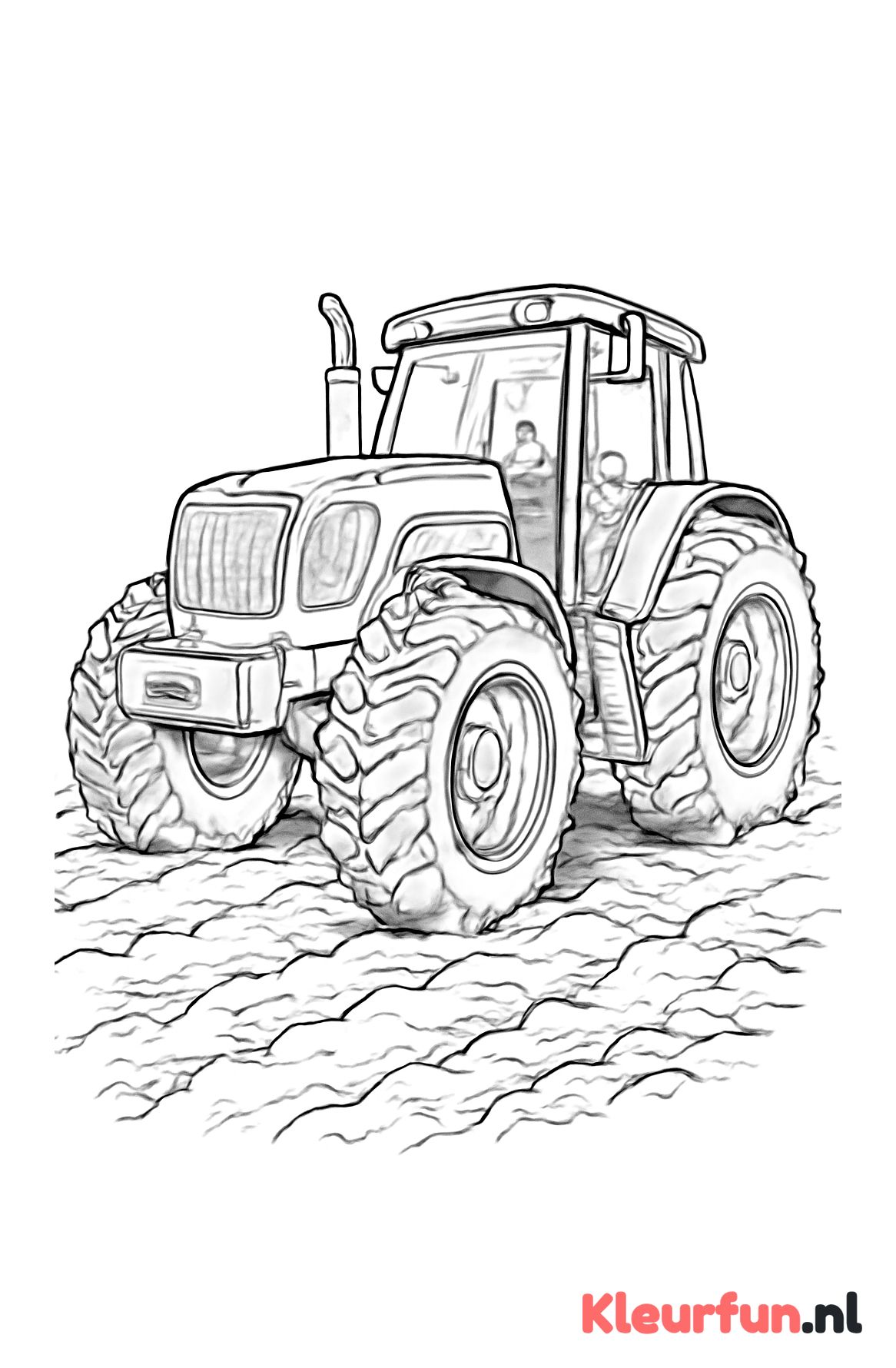 Boerderijtractor op modderige grond