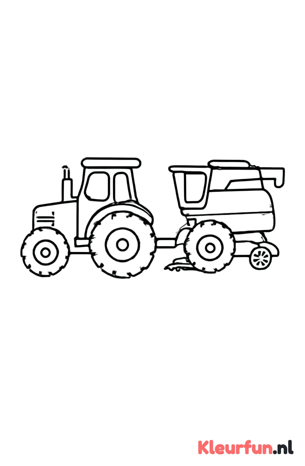 Tractor die maaidorser trekt