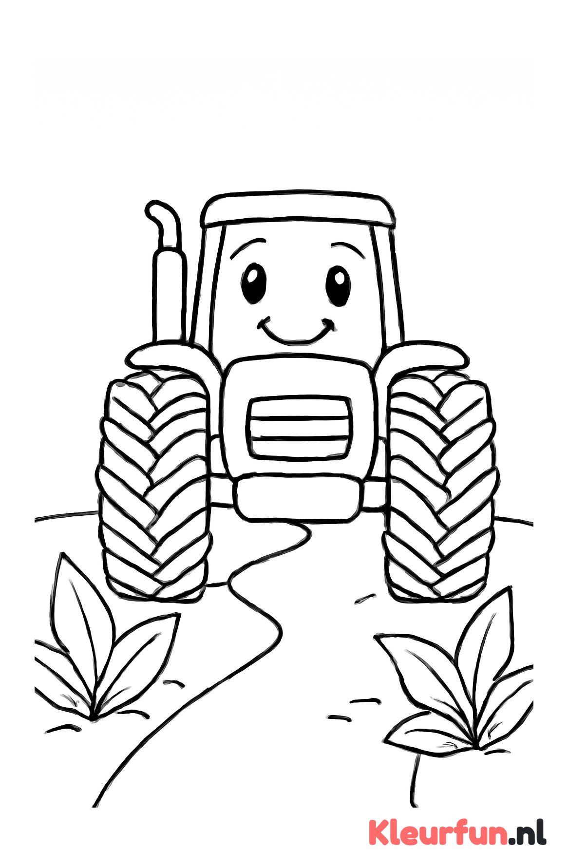 Tractor van voren met lachtend gezicht
