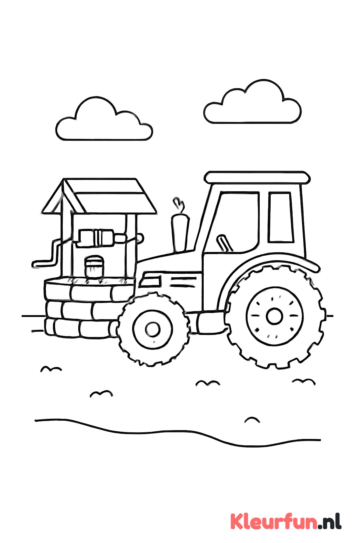 Tractor bij waterput