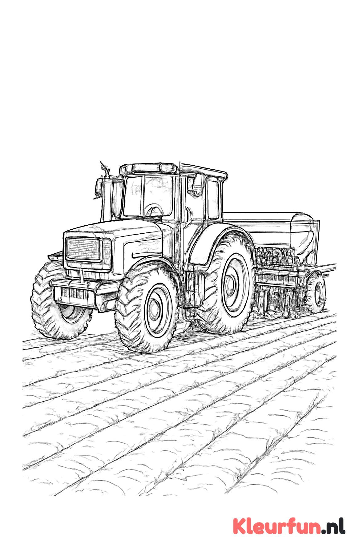 Tractor met zaaimachine