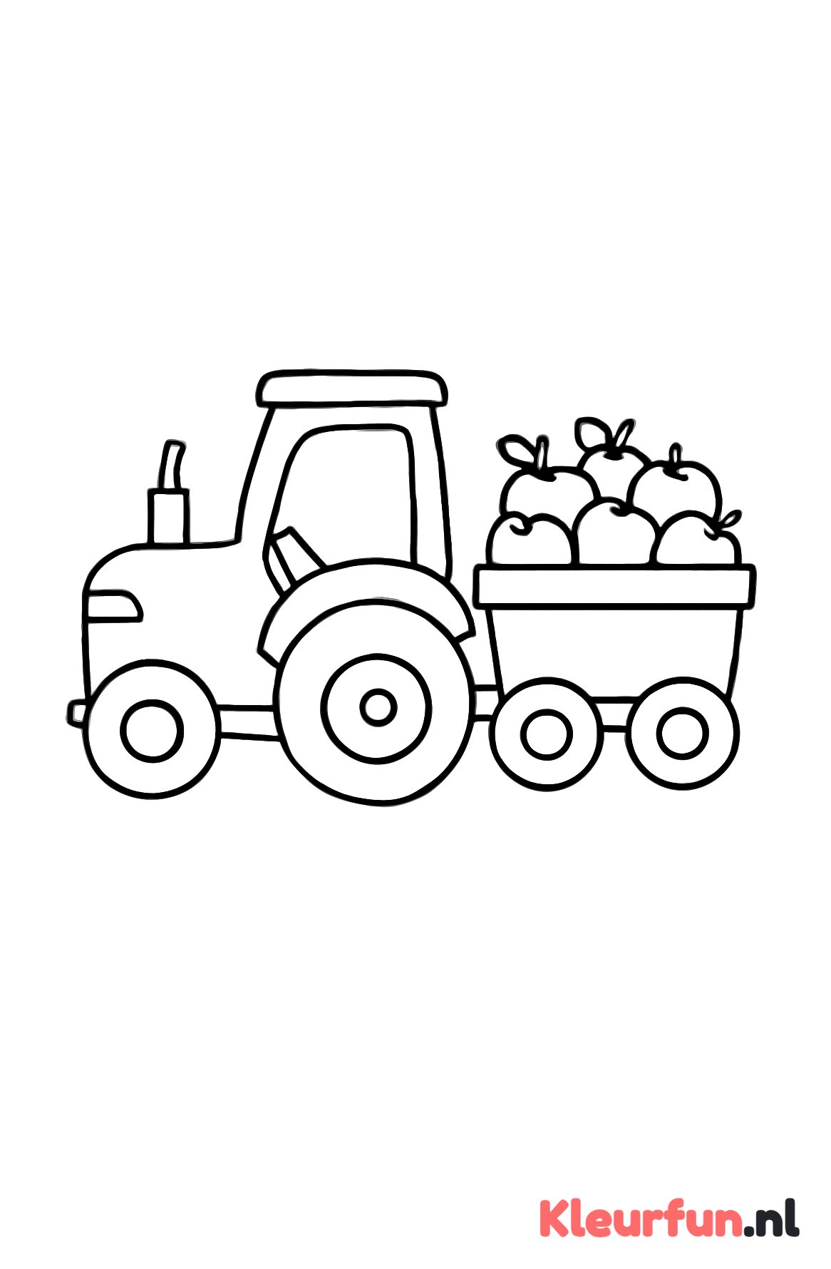 Trekker met aanhangwagen vol appels
