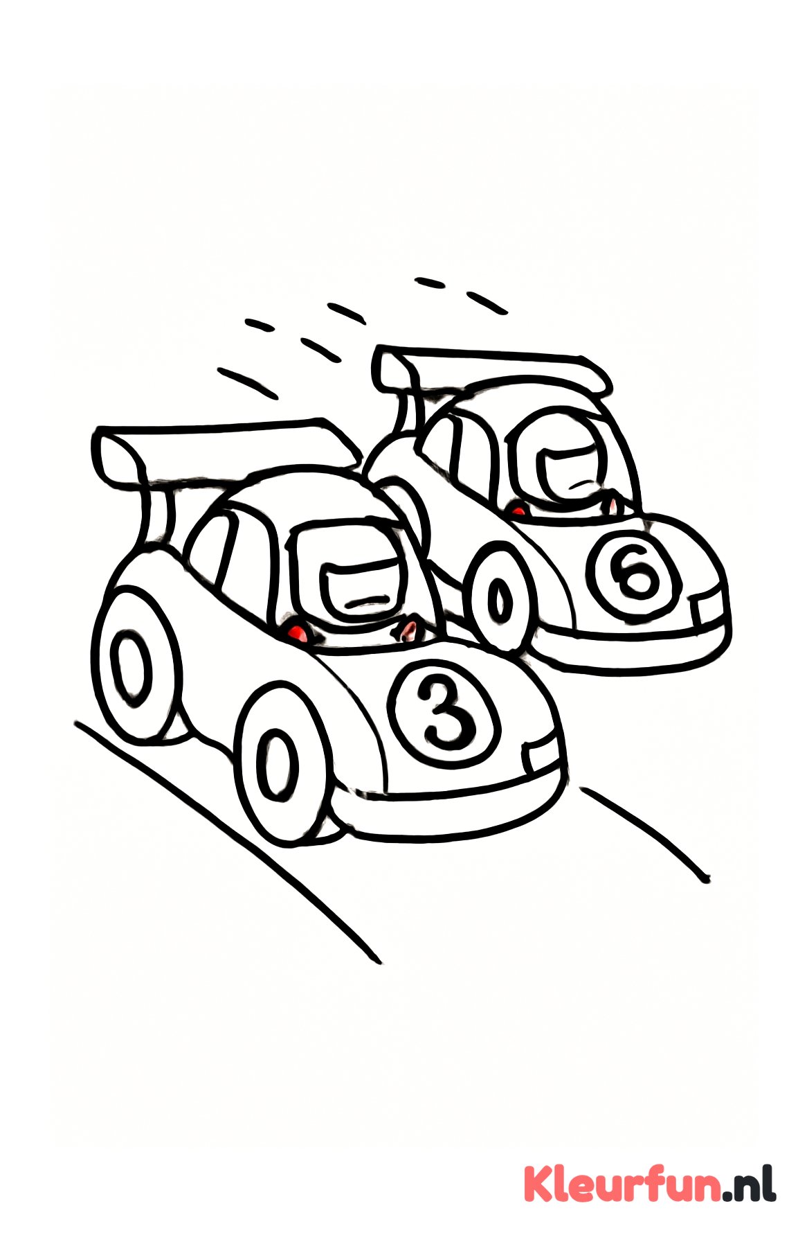 Twee raceauto's racen