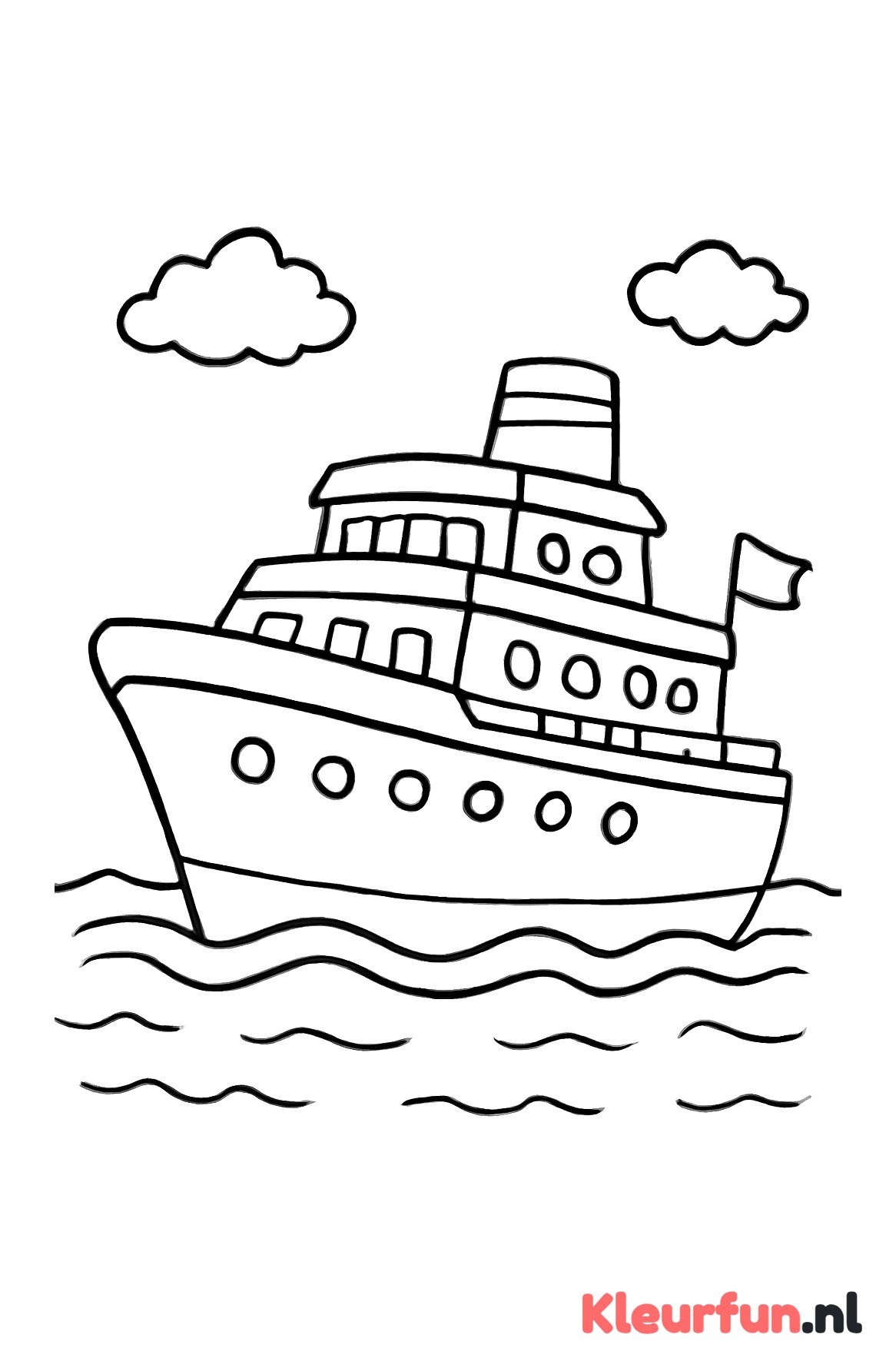 Vereenvoudigde veerboot op zee