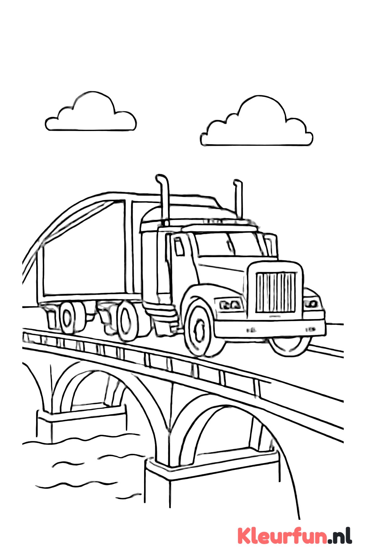 Vrachtwagen over de brug