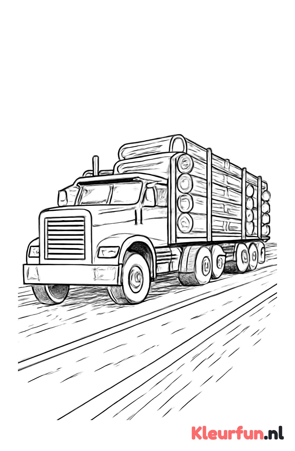 Vrachtwagen met aanhanger en houtlading