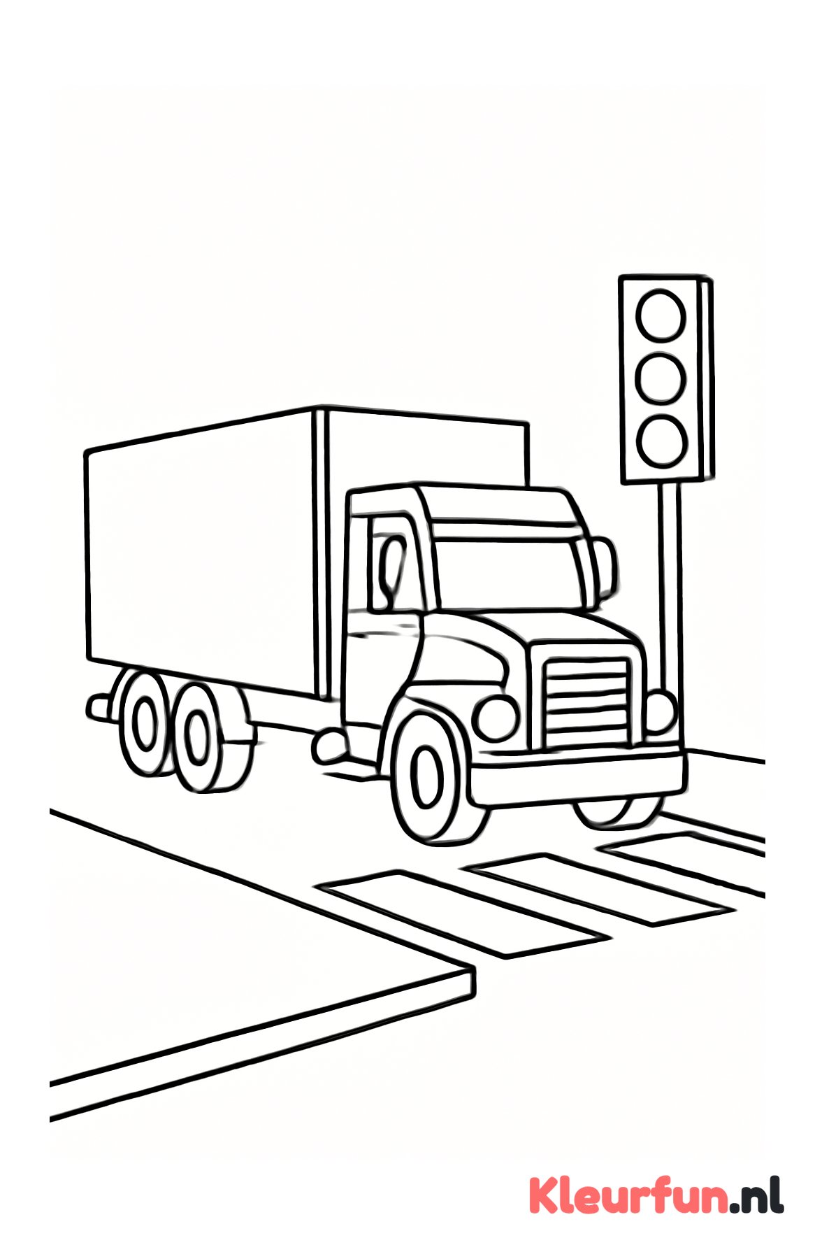 Vrachtwagen bij kruispunt met verkeerslicht