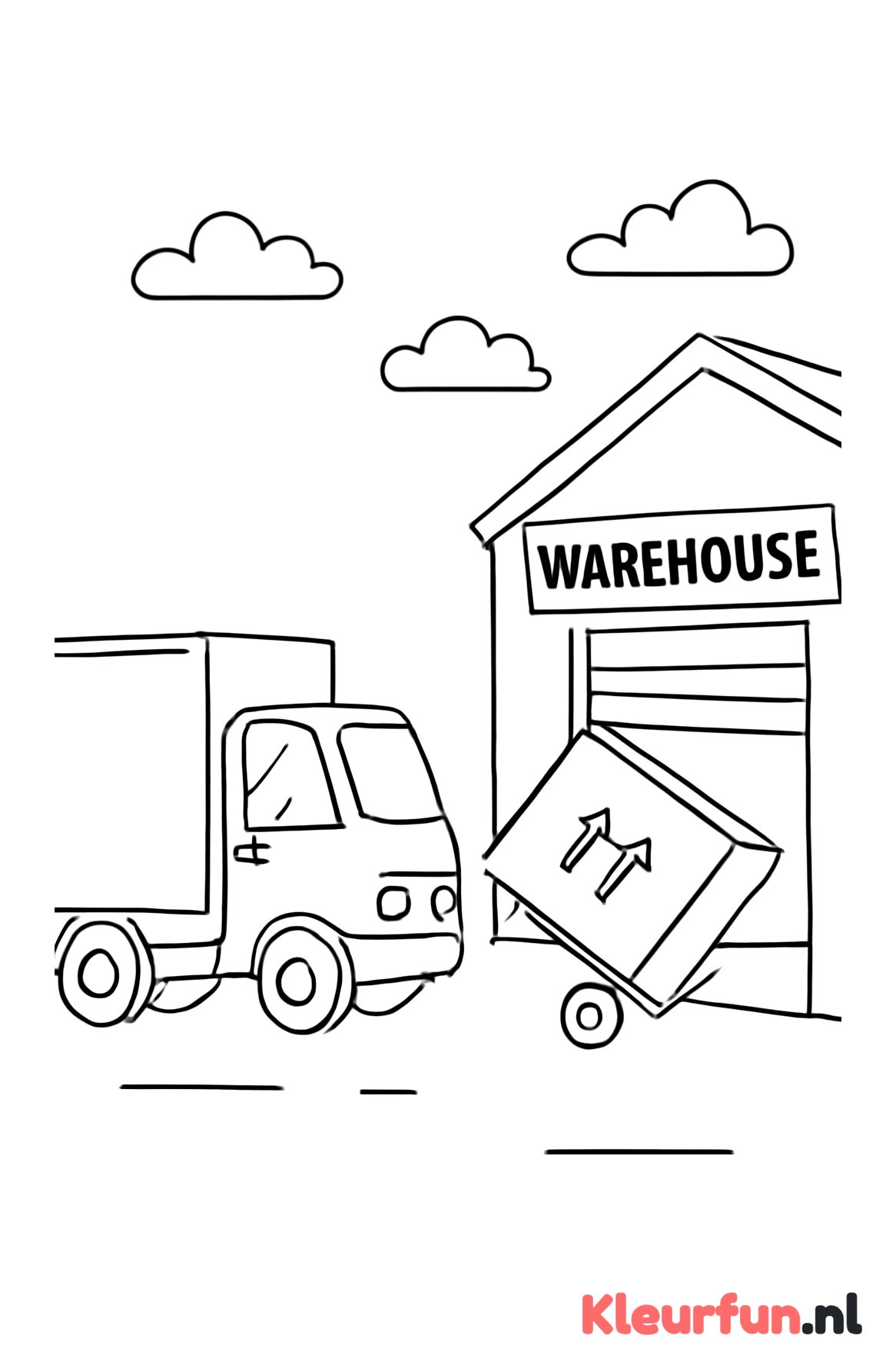 Vrachtwagen die vracht lost