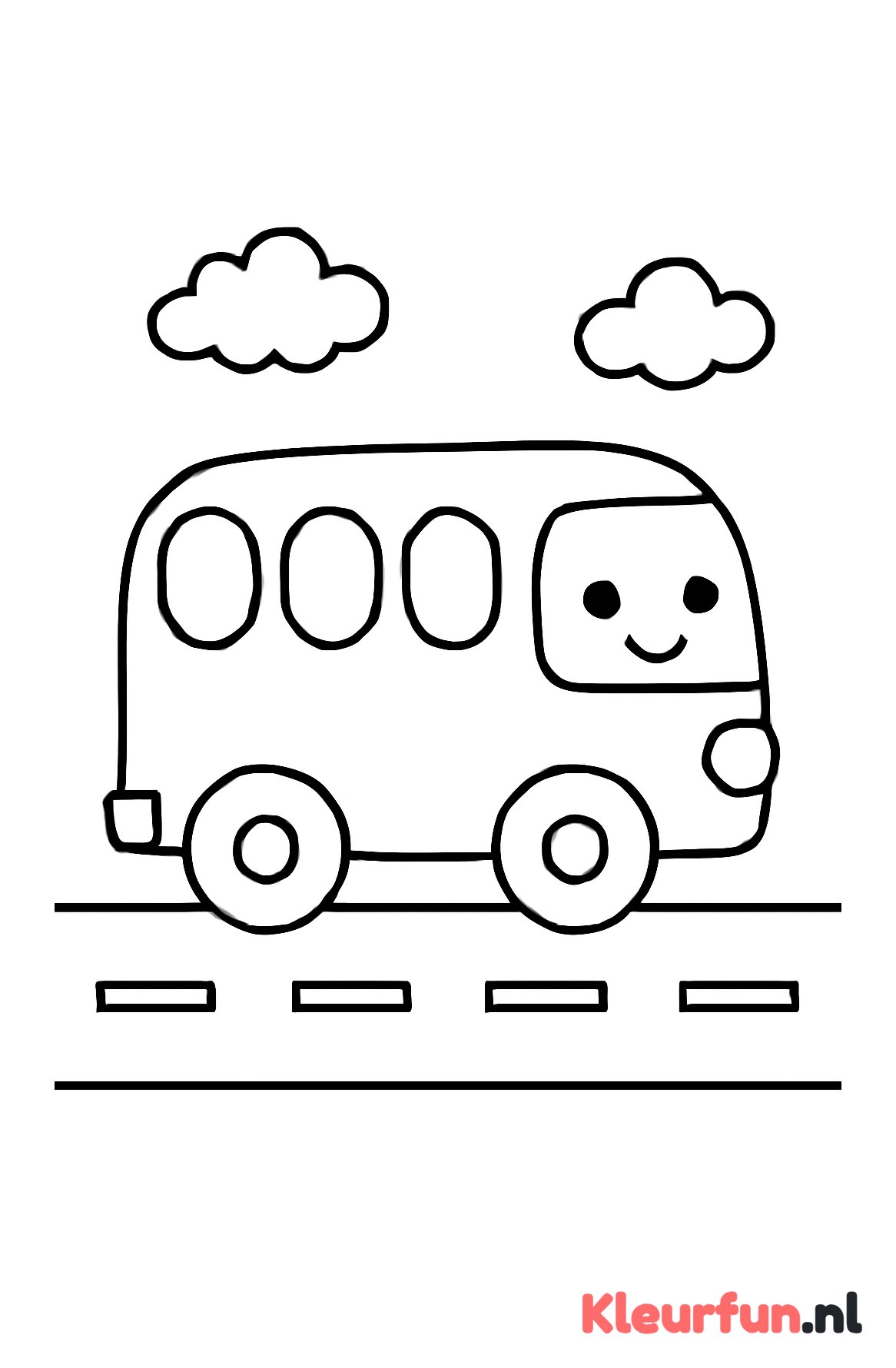 Vrolijk busje kleurplaat