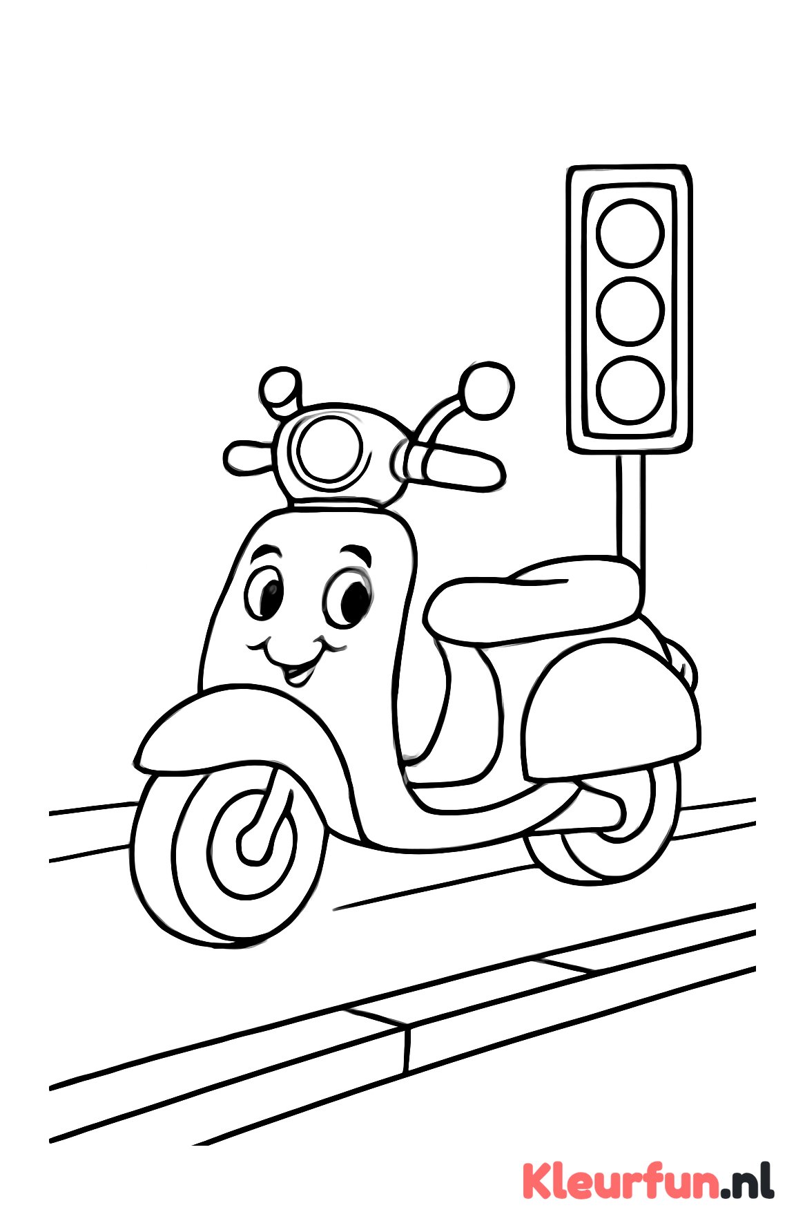 Vrolijke scooter op straat