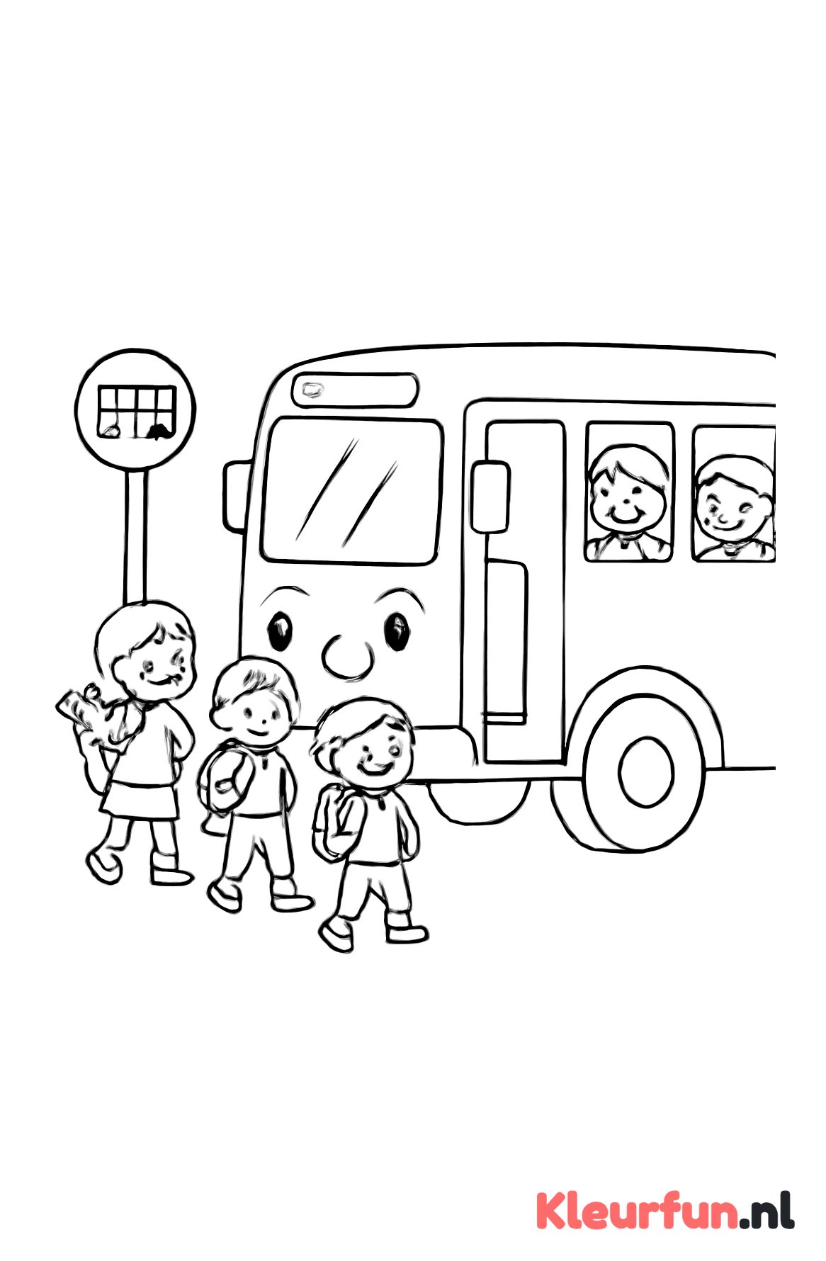 Vrolijke Stadsbus bij de Bushalte