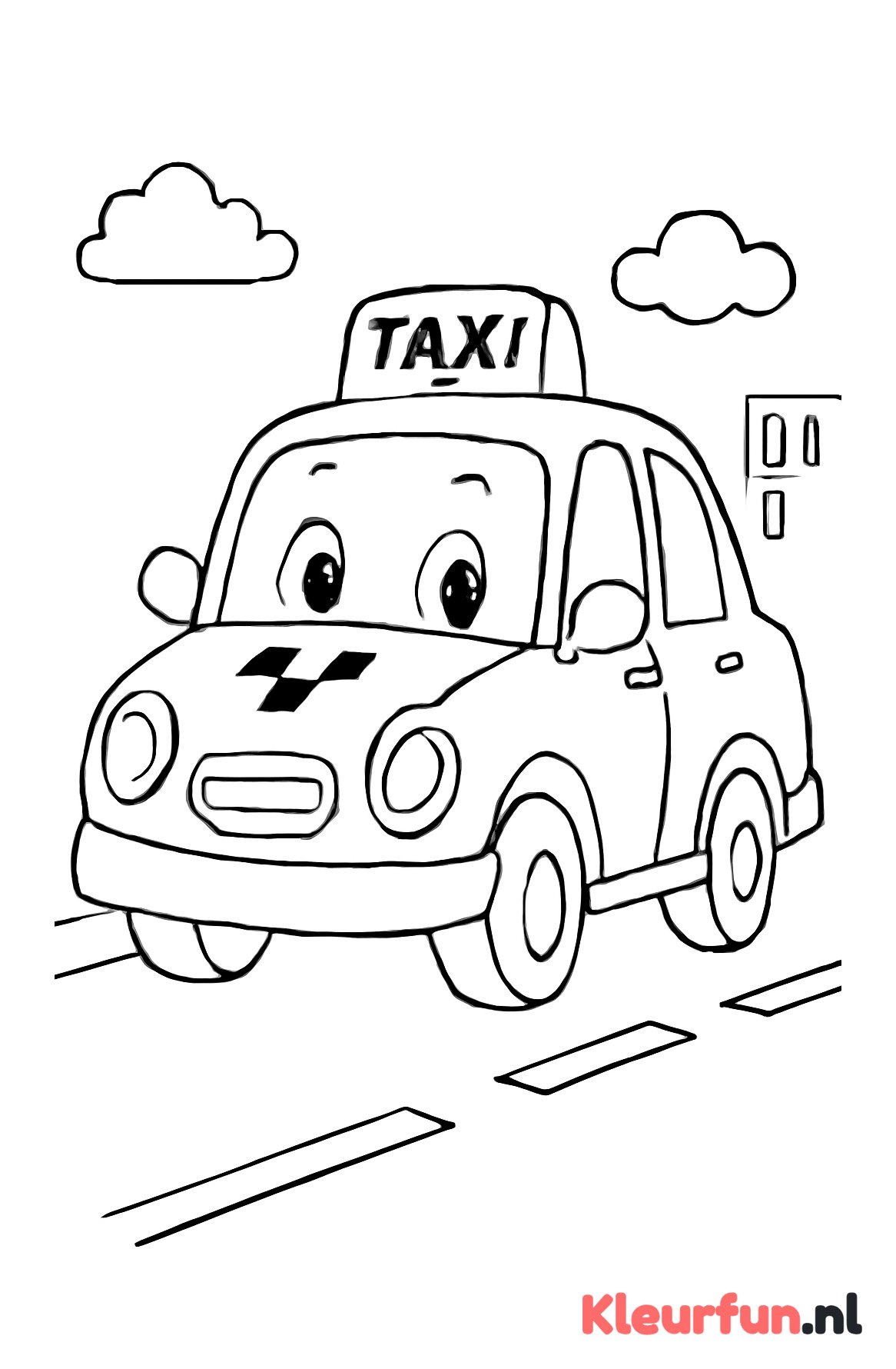 Vrolijke taxi op straat
